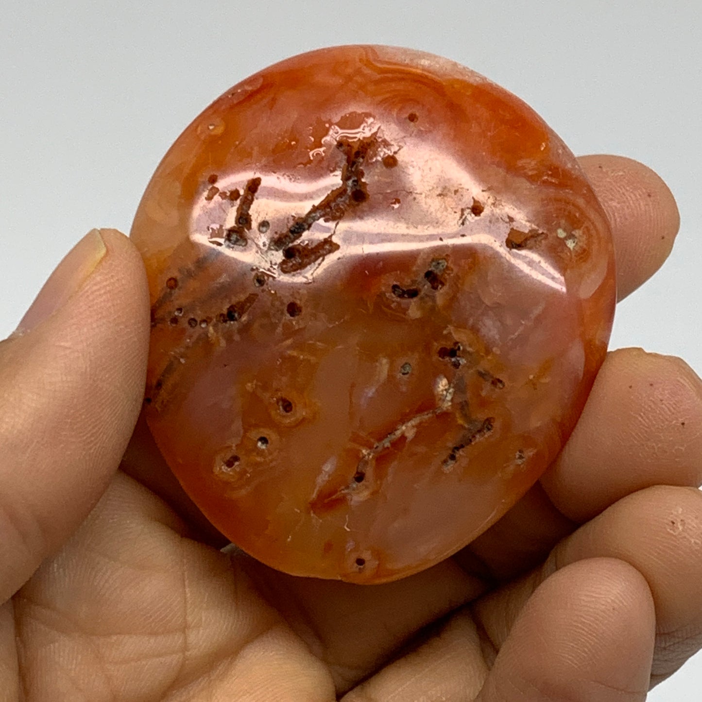180g, 1.9"-2", 3pcs, Red Carnelian Palm-Stone Gem Crystal Polished, B37627