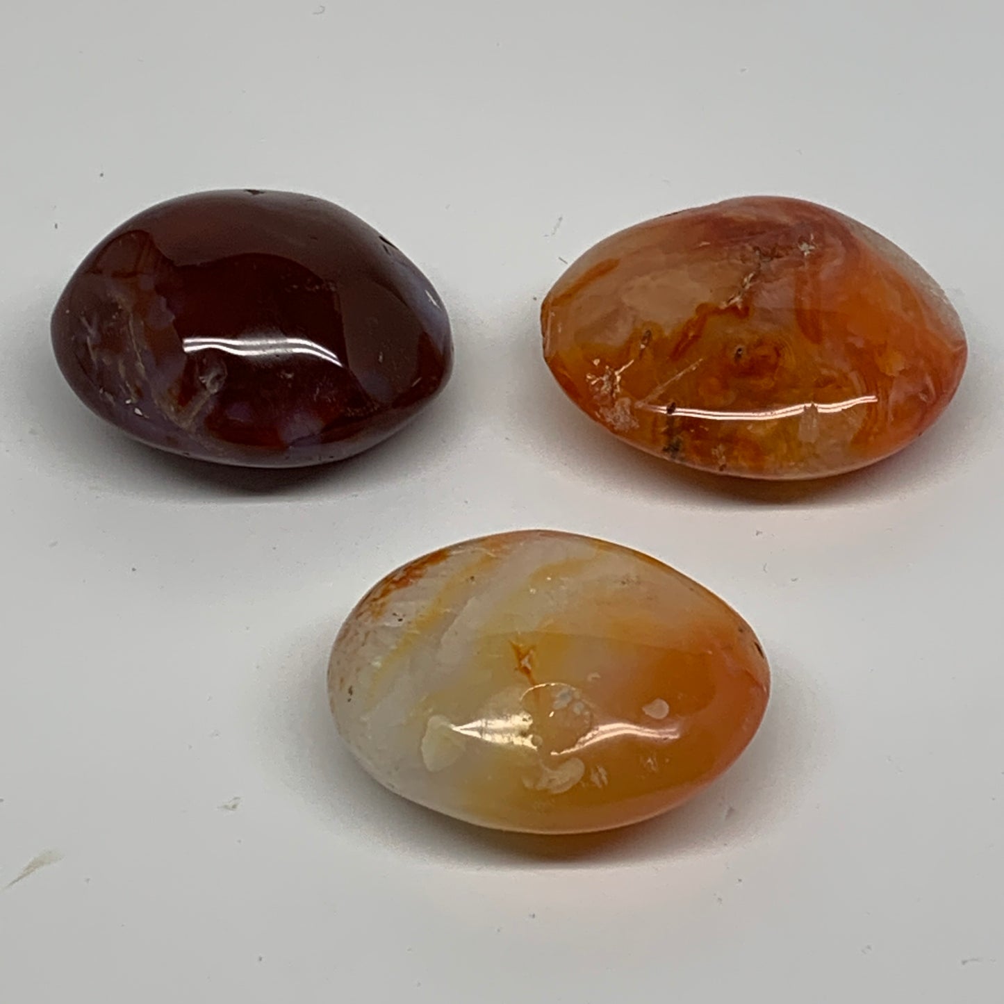 180g, 1.9"-2", 3pcs, Red Carnelian Palm-Stone Gem Crystal Polished, B37627