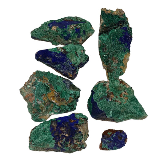 2450g, 1.4"-6.8", 7pcs Lot, Azurite Malachite Mineral Specimen @Morocco, B11293