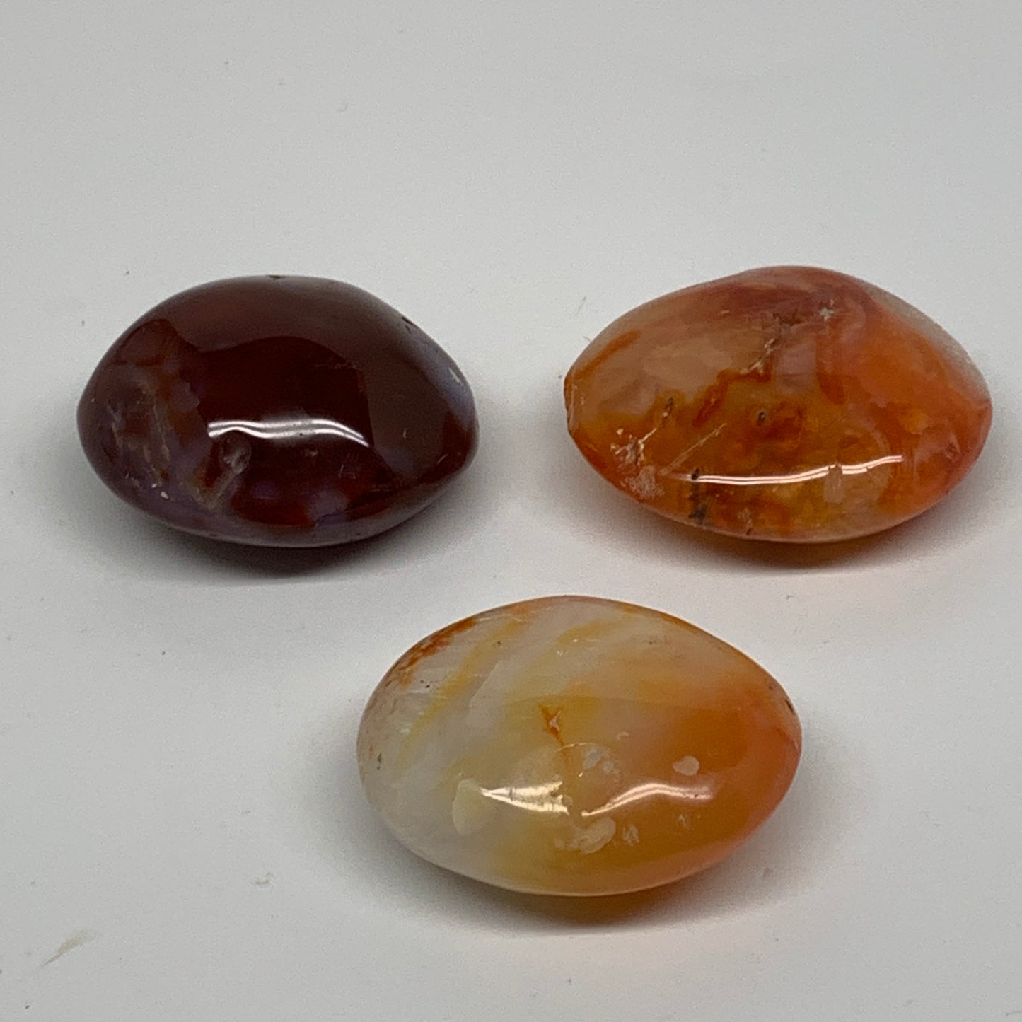 180g, 1.9"-2", 3pcs, Red Carnelian Palm-Stone Gem Crystal Polished, B37627