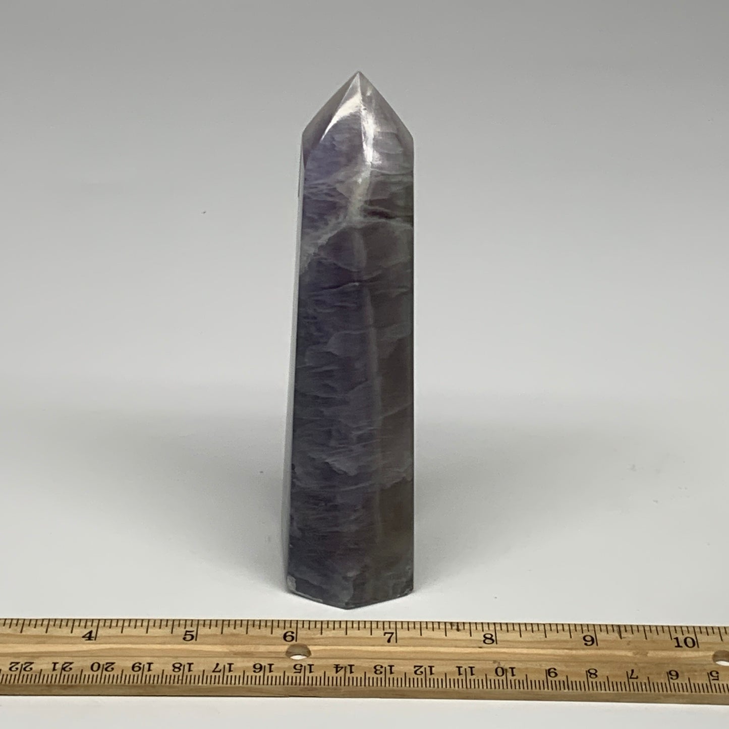 0.93 lbs,  5.6"x1.7"x1.4" Natural Fluorite Tower Obelisk Point Crystal, B29684