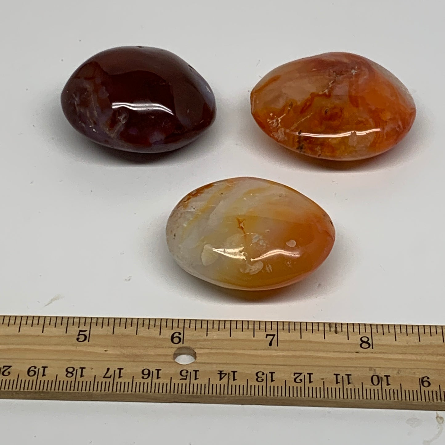 180g, 1.9"-2", 3pcs, Red Carnelian Palm-Stone Gem Crystal Polished, B37627