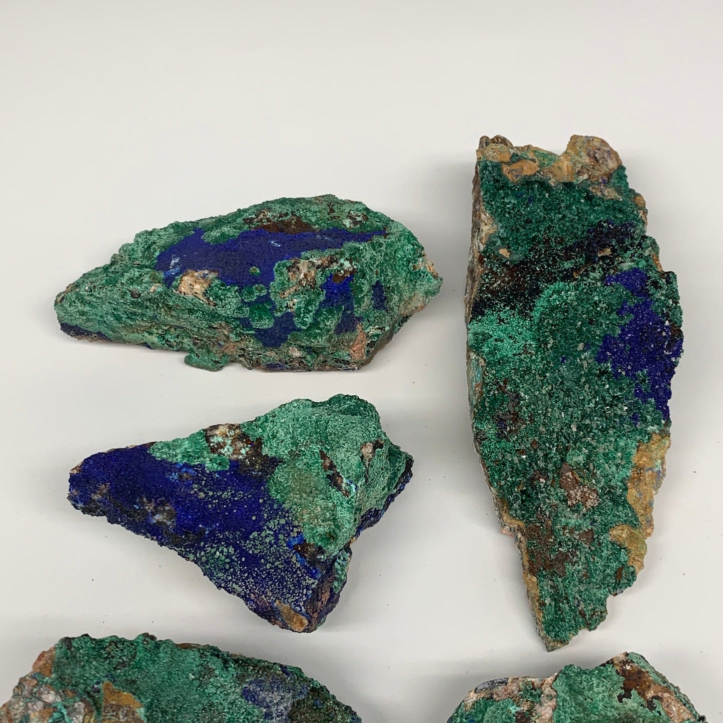 2450g, 1.4"-6.8", 7pcs Lot, Azurite Malachite Mineral Specimen @Morocco, B11293