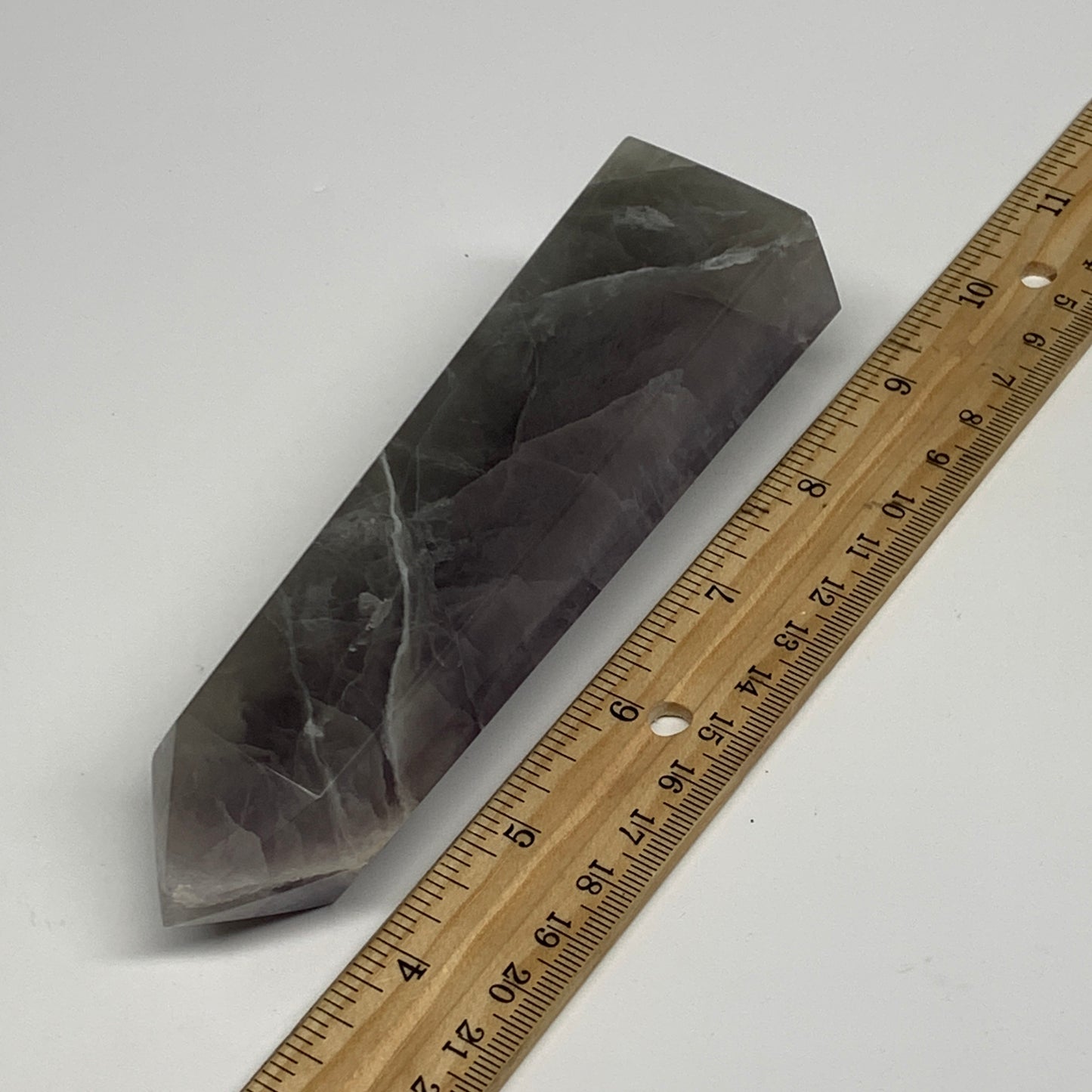 0.93 lbs,  5.6"x1.7"x1.4" Natural Fluorite Tower Obelisk Point Crystal, B29684