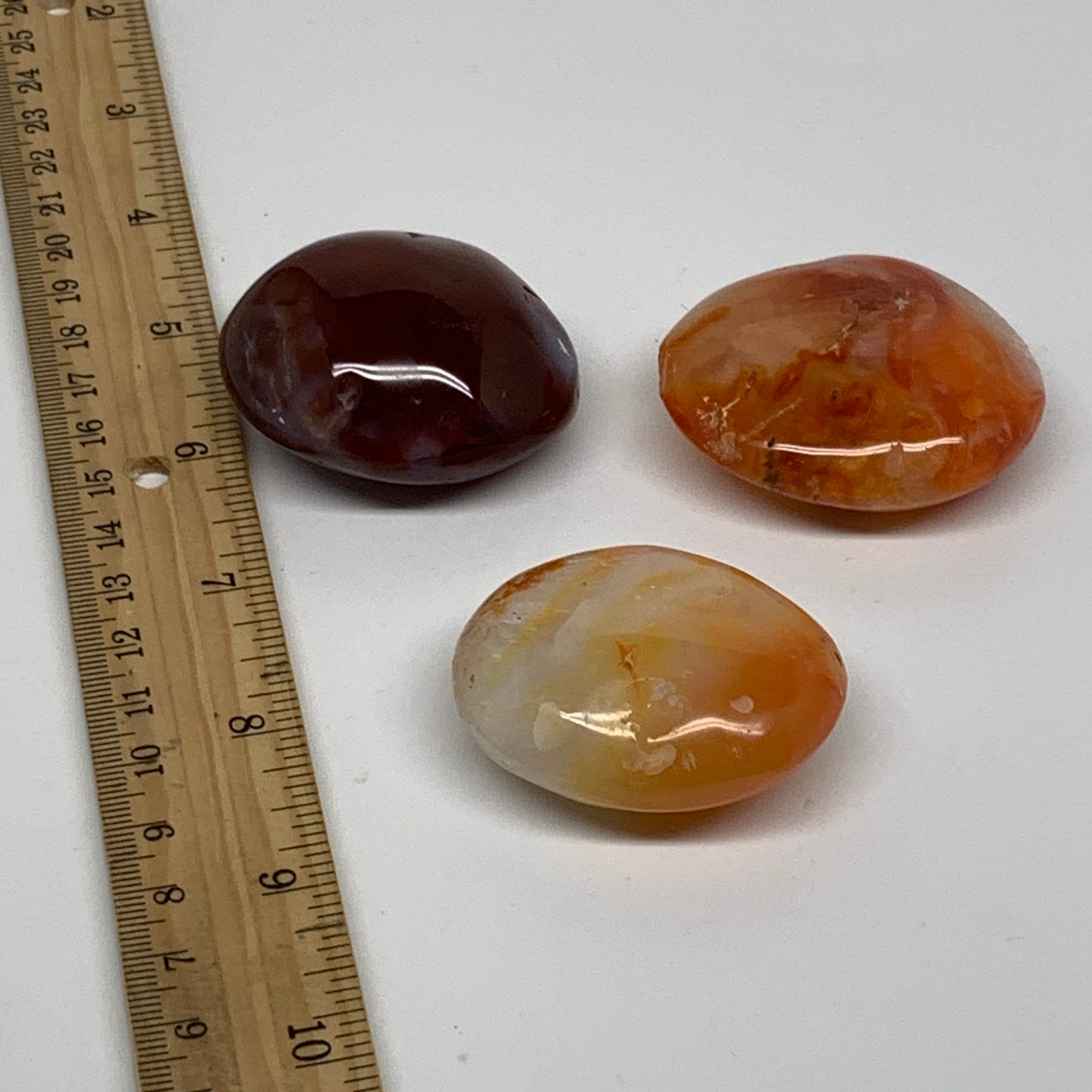 180g, 1.9"-2", 3pcs, Red Carnelian Palm-Stone Gem Crystal Polished, B37627