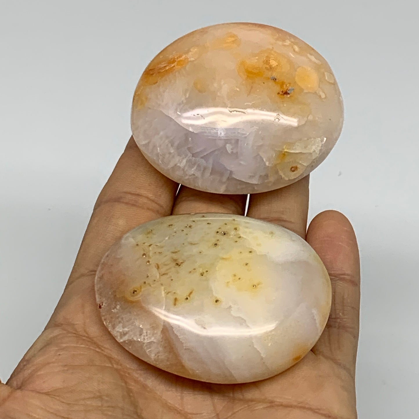 168.5g, 2.2"-2", 2pcs, Red Carnelian Palm-Stone Gem Crystal Polished, B37628