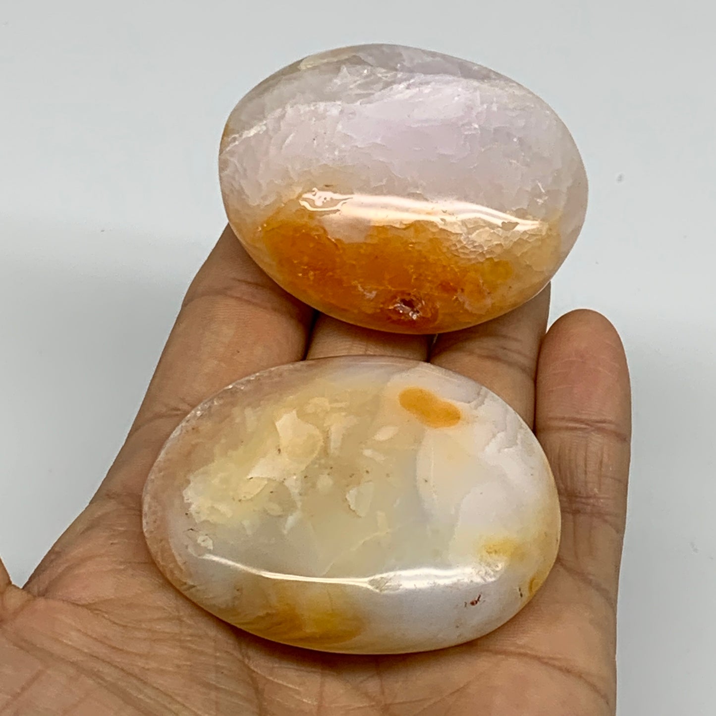 168.5g, 2.2"-2", 2pcs, Red Carnelian Palm-Stone Gem Crystal Polished, B37628