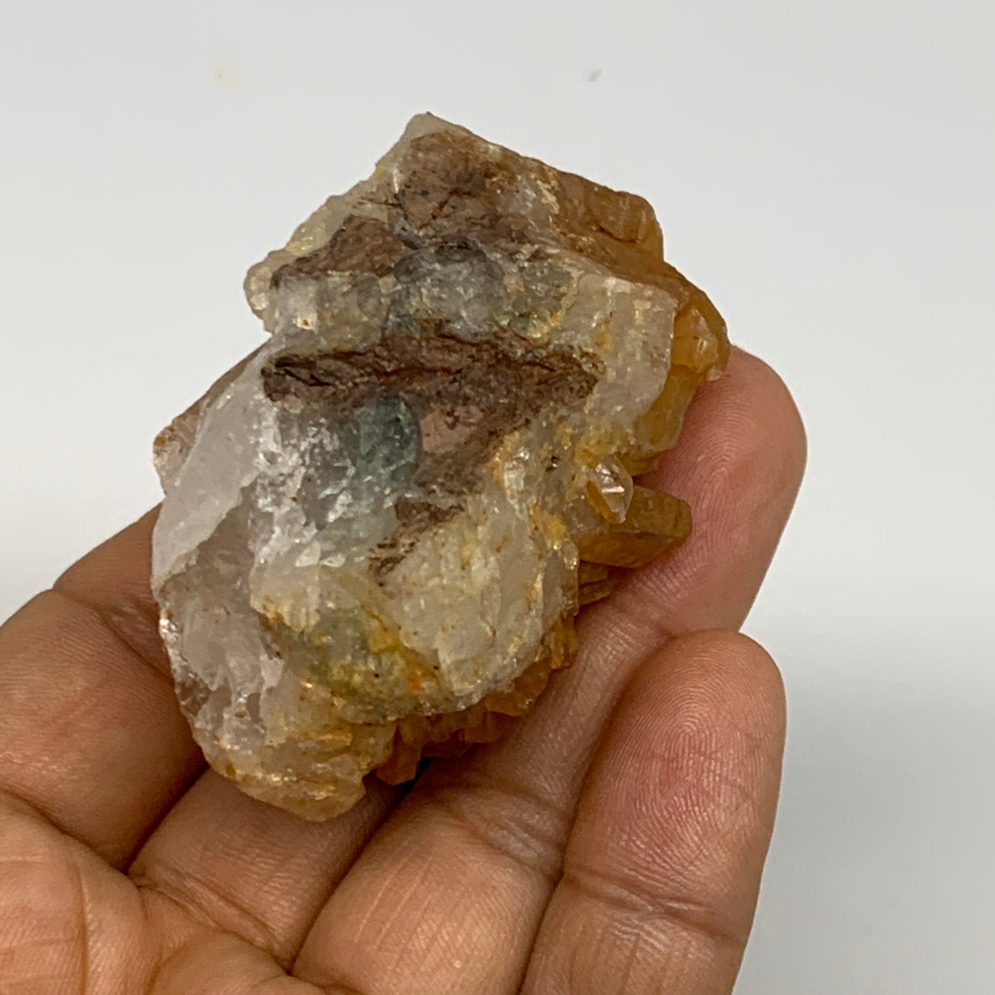 66.3g, 2.3"x1.5"x1.6", Orange Quartz Cluster Crystal Terminated @Brazil, B28936