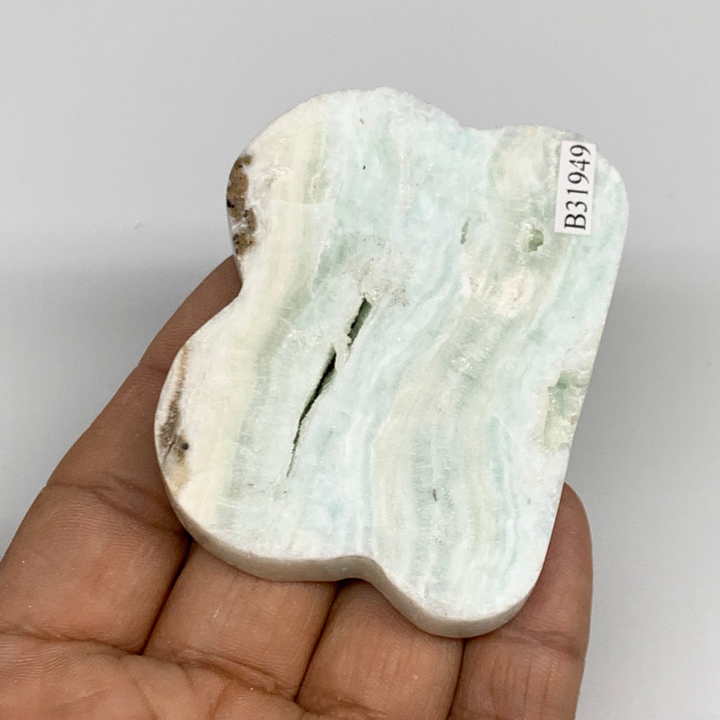 77.2g, 2.6"x2"x0.3", Natural Caribbean Calcite Cloud Crystal @Afghanistan, B3194