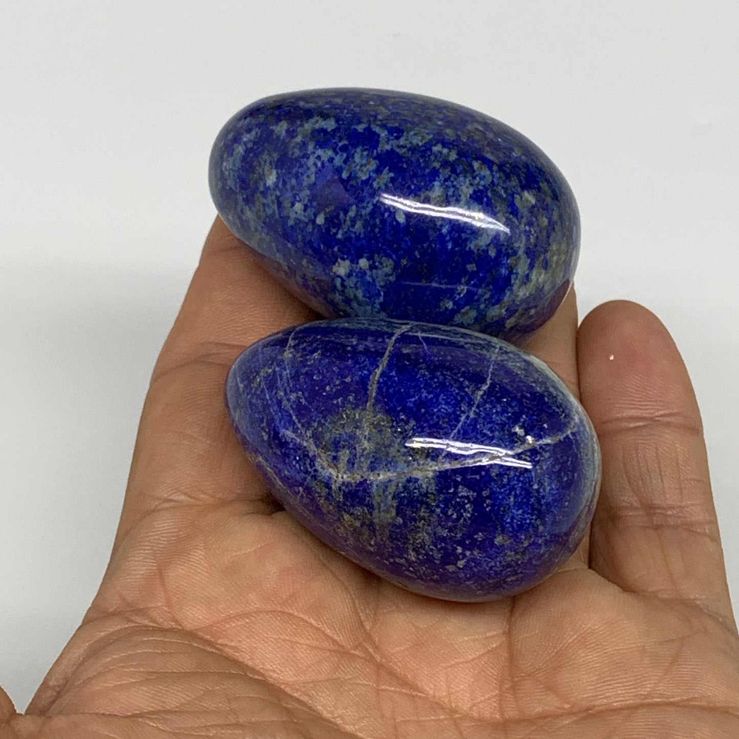 146.1g, 1.8"-1.9", 2pcs, Natural Lapis Lazuli Egg Polished @Afghanistan, B30415