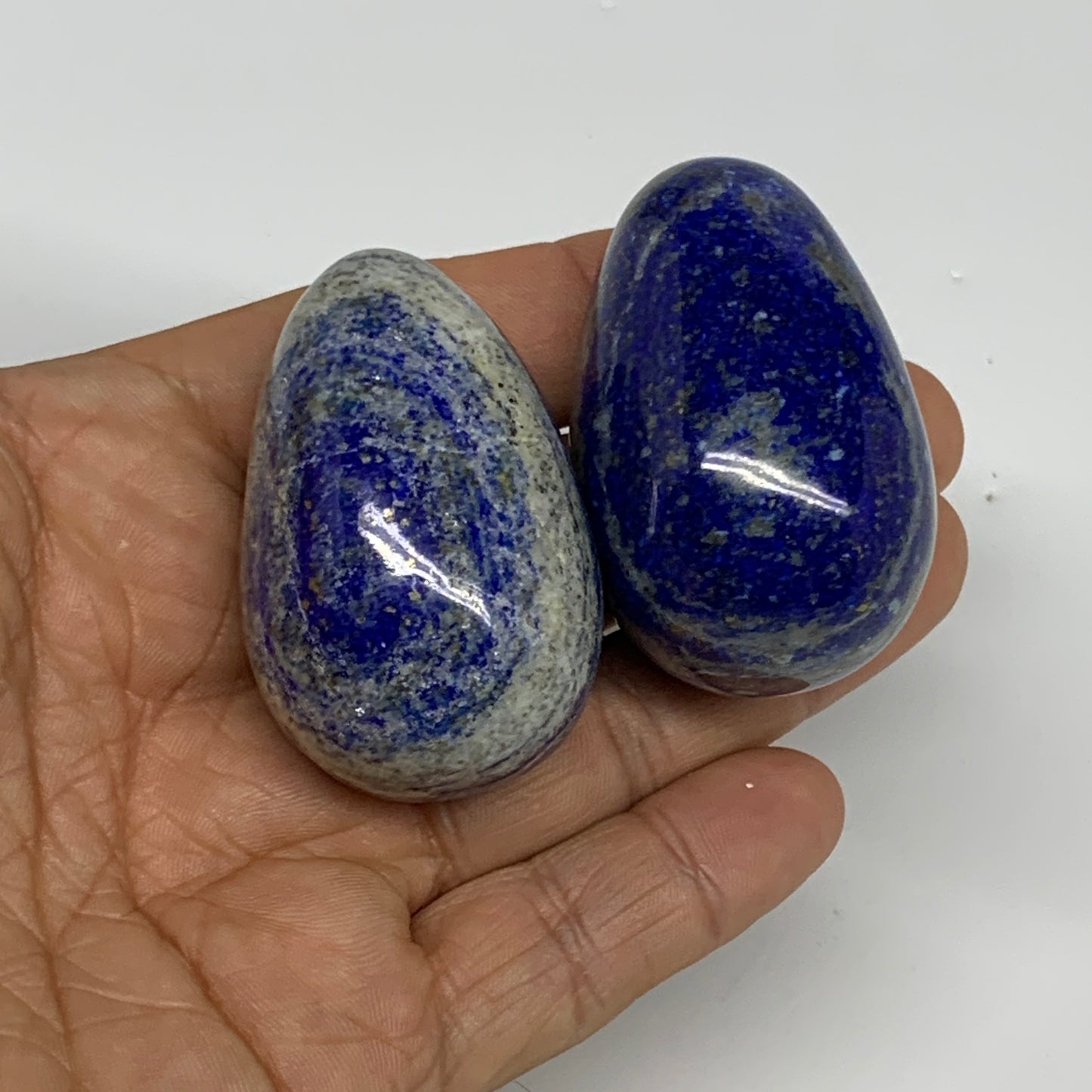 146.1g, 1.8"-1.9", 2pcs, Natural Lapis Lazuli Egg Polished @Afghanistan, B30415