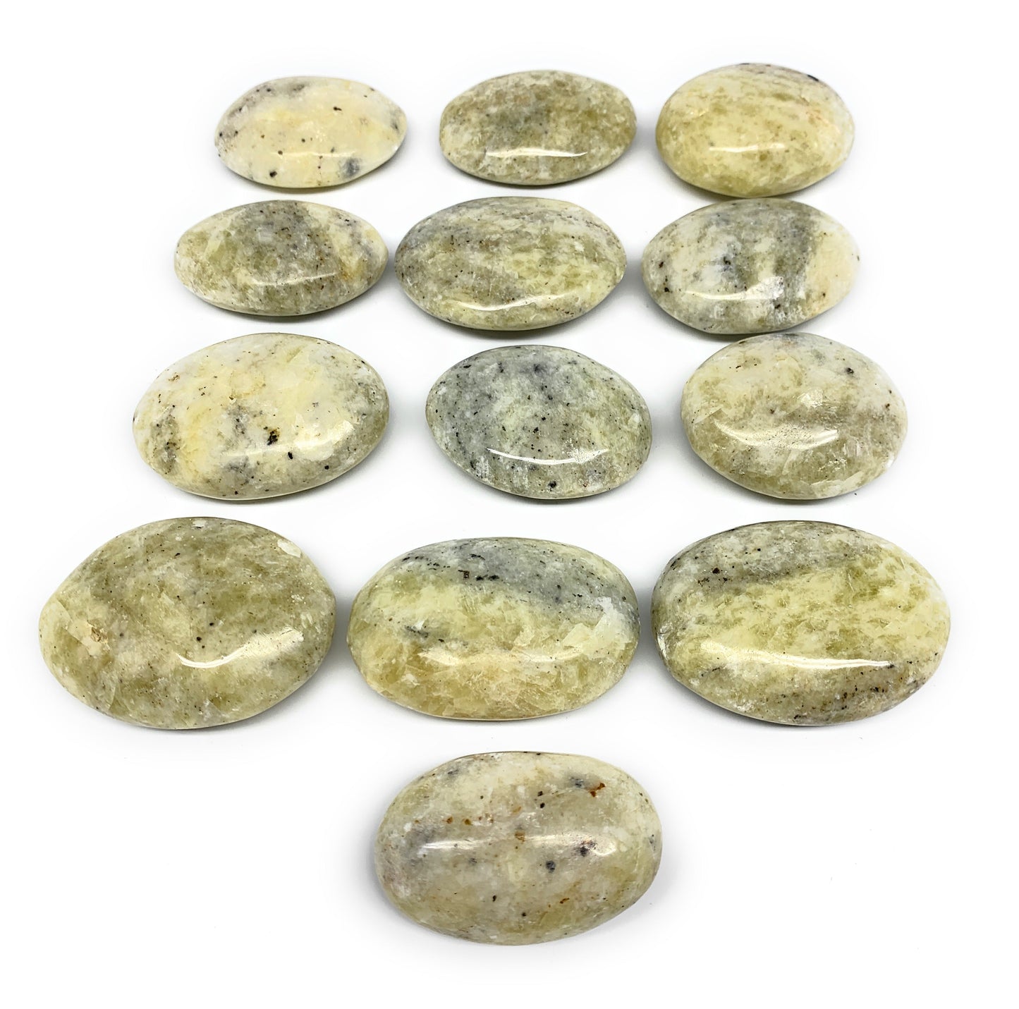 2.2 Lbs, 2"-2.4", 13pcs, Yellow Calcite Palm-Stone Crystal Polished, B17772