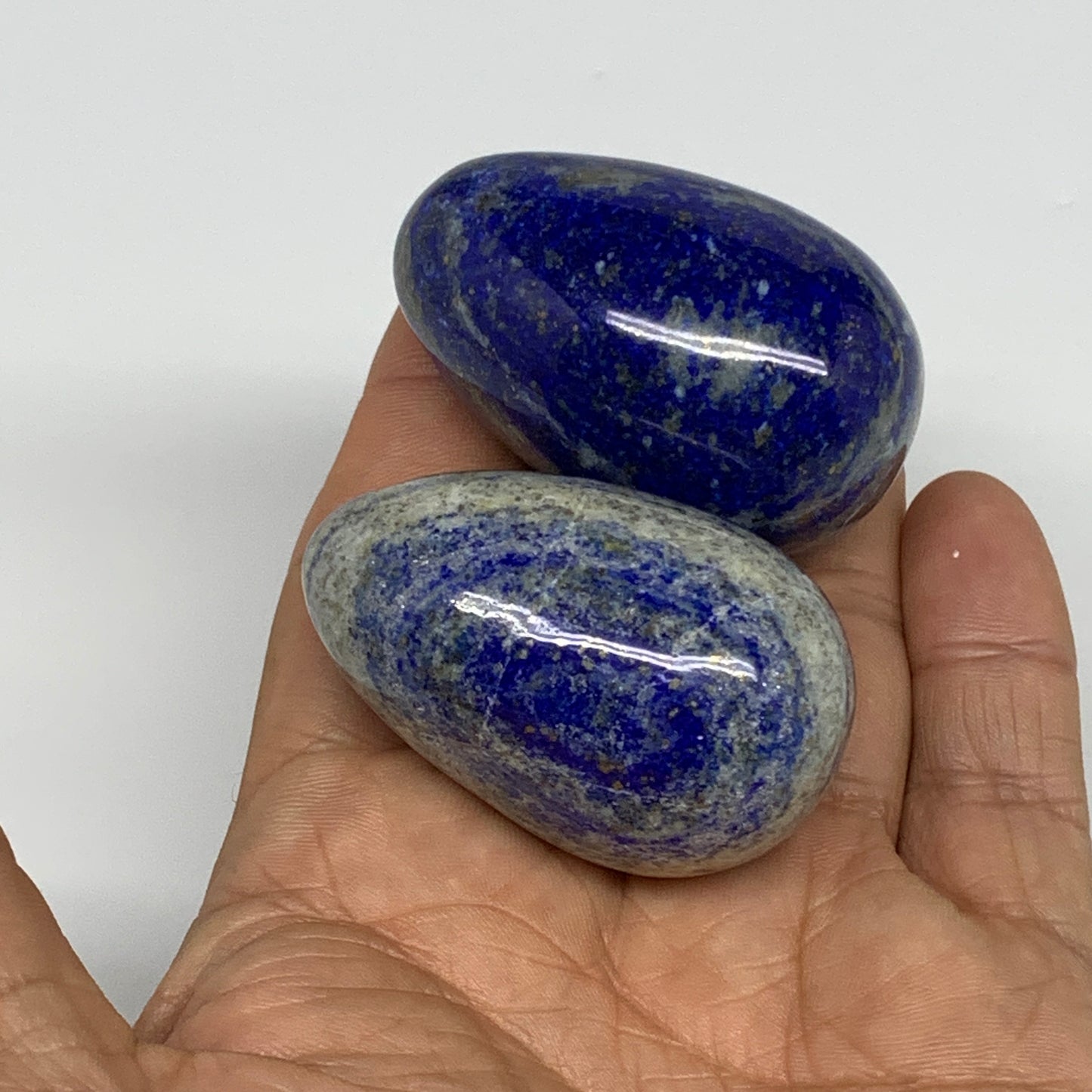 146.1g, 1.8"-1.9", 2pcs, Natural Lapis Lazuli Egg Polished @Afghanistan, B30415