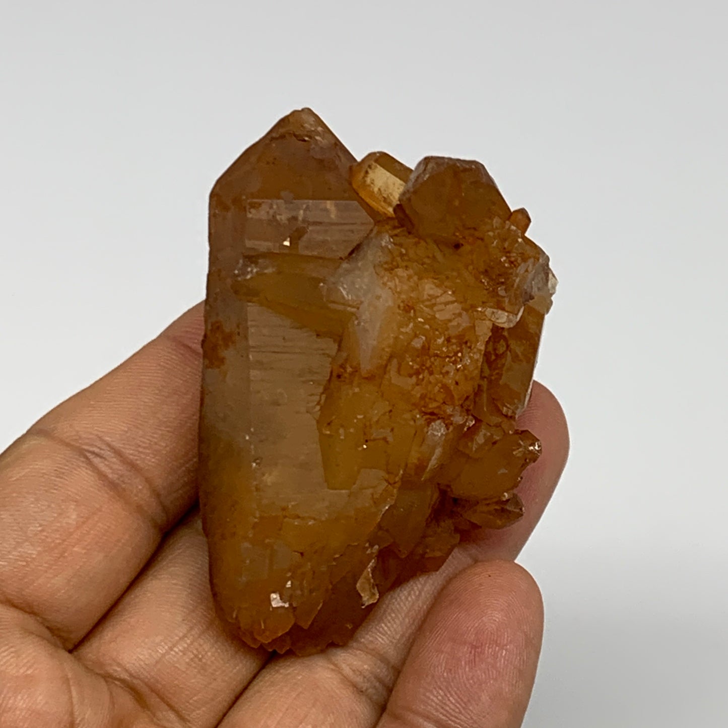 74.6g, 2.3"x1.6"x1.8", Orange Quartz Cluster Crystal Terminated @Brazil, B28937