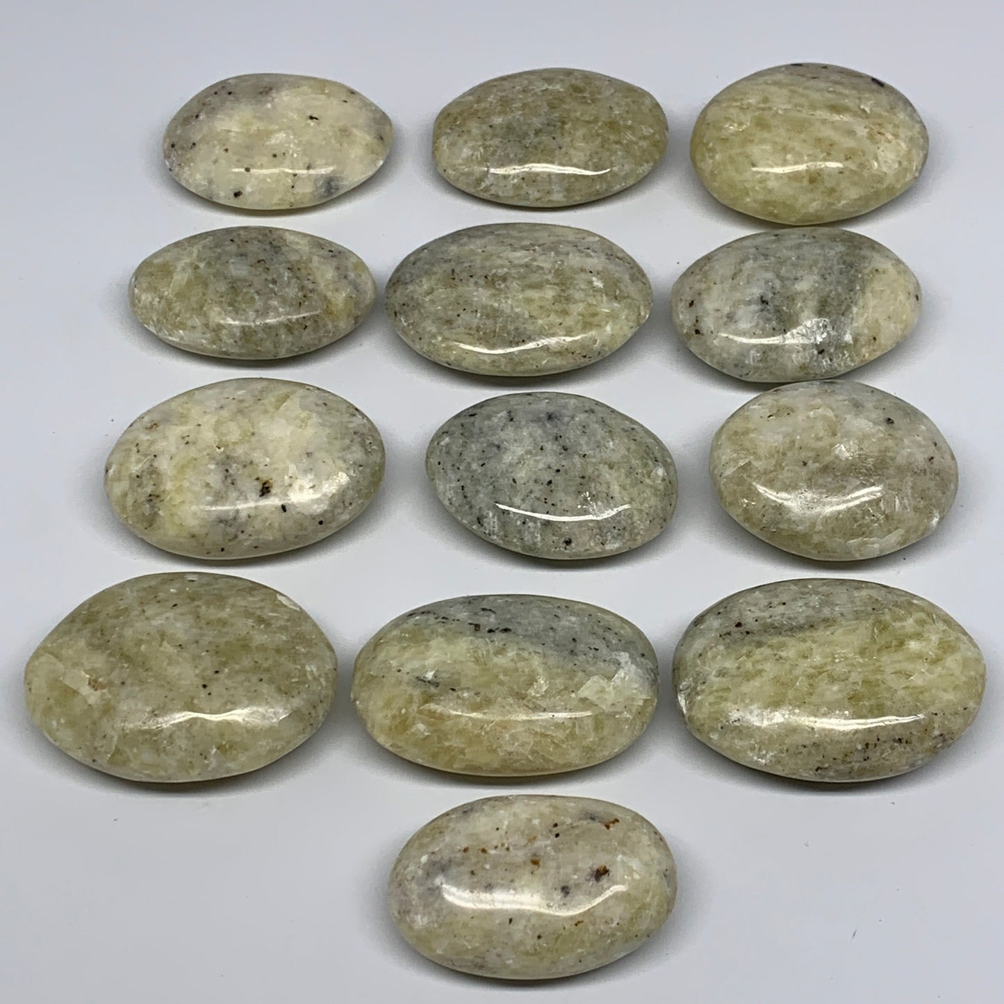 2.2 Lbs, 2"-2.4", 13pcs, Yellow Calcite Palm-Stone Crystal Polished, B17772