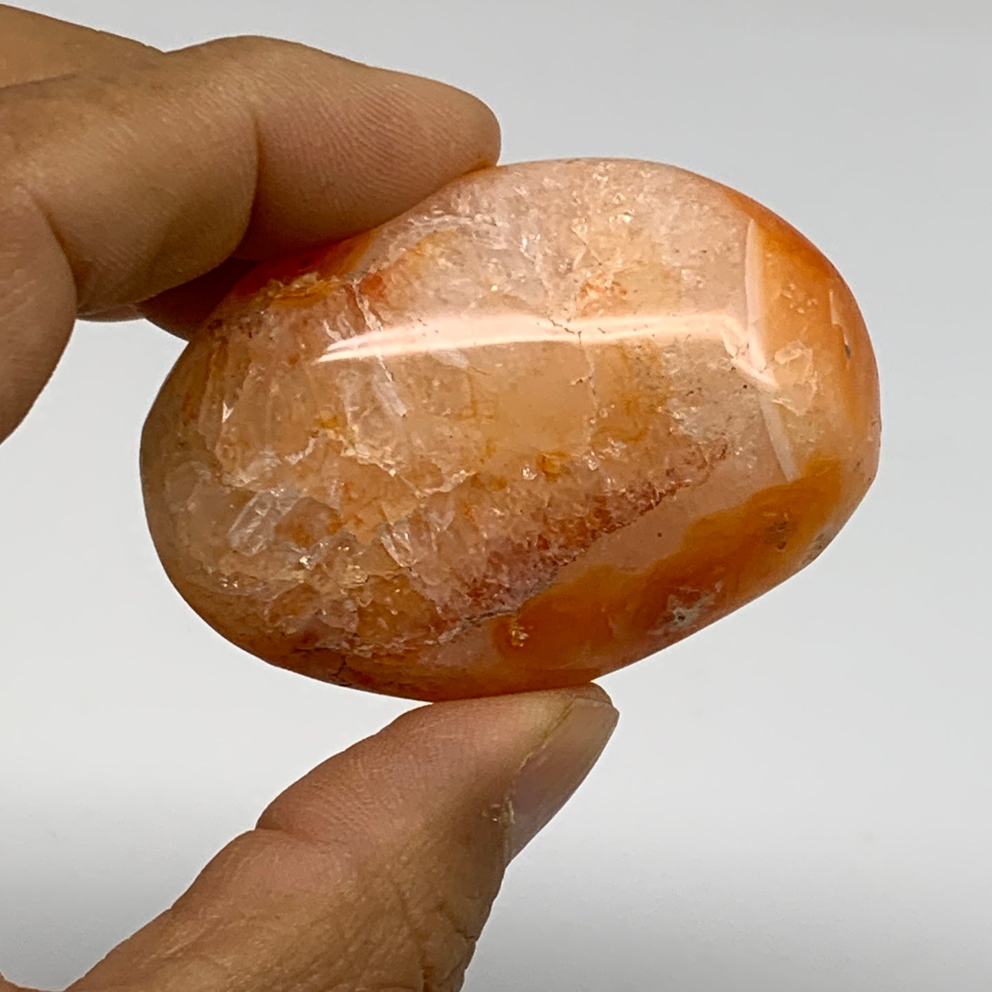 201.7g, 2.1"-2.3", 3pcs, Red Carnelian Palm-Stone Gem Crystal Polished, B37629