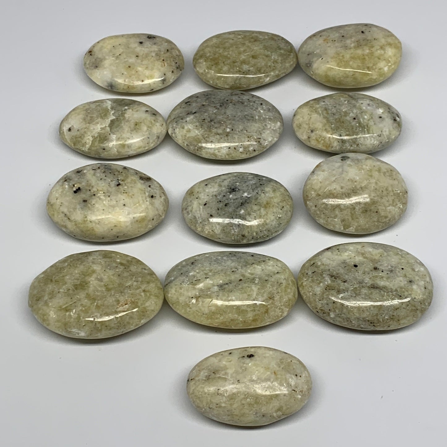 2.2 Lbs, 2"-2.4", 13pcs, Yellow Calcite Palm-Stone Crystal Polished, B17772