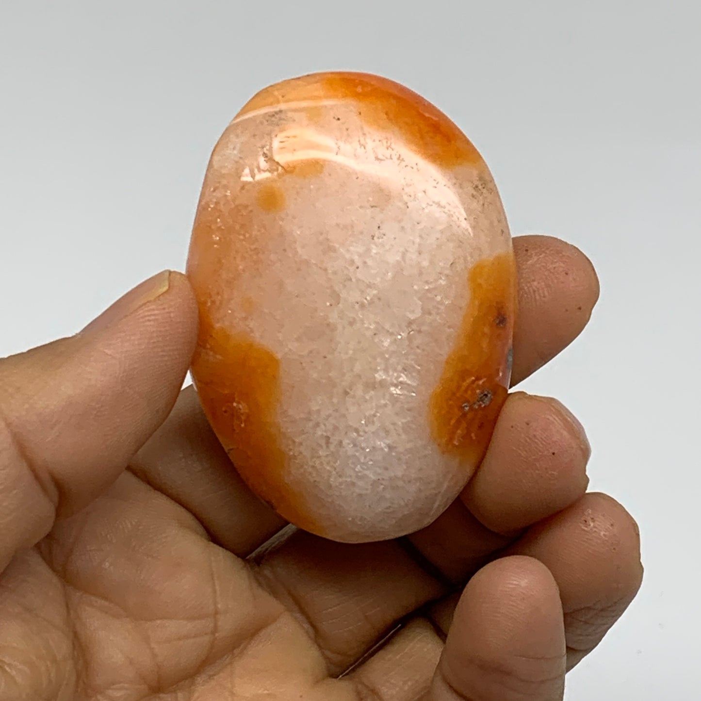 201.7g, 2.1"-2.3", 3pcs, Red Carnelian Palm-Stone Gem Crystal Polished, B37629