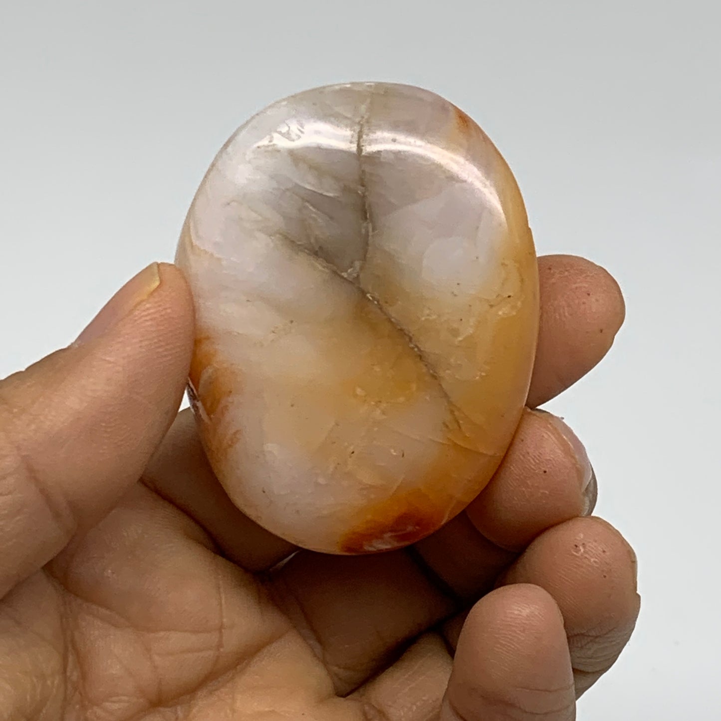 201.7g, 2.1"-2.3", 3pcs, Red Carnelian Palm-Stone Gem Crystal Polished, B37629