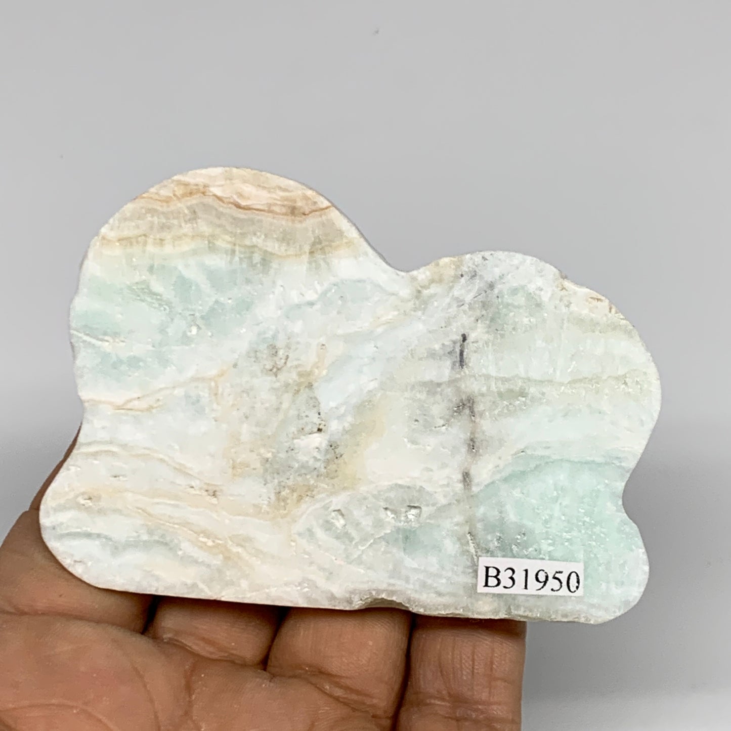 75.9g, 3"x2.1"x0.3", Natural Caribbean Calcite Cloud Crystal @Afghanistan, B3195
