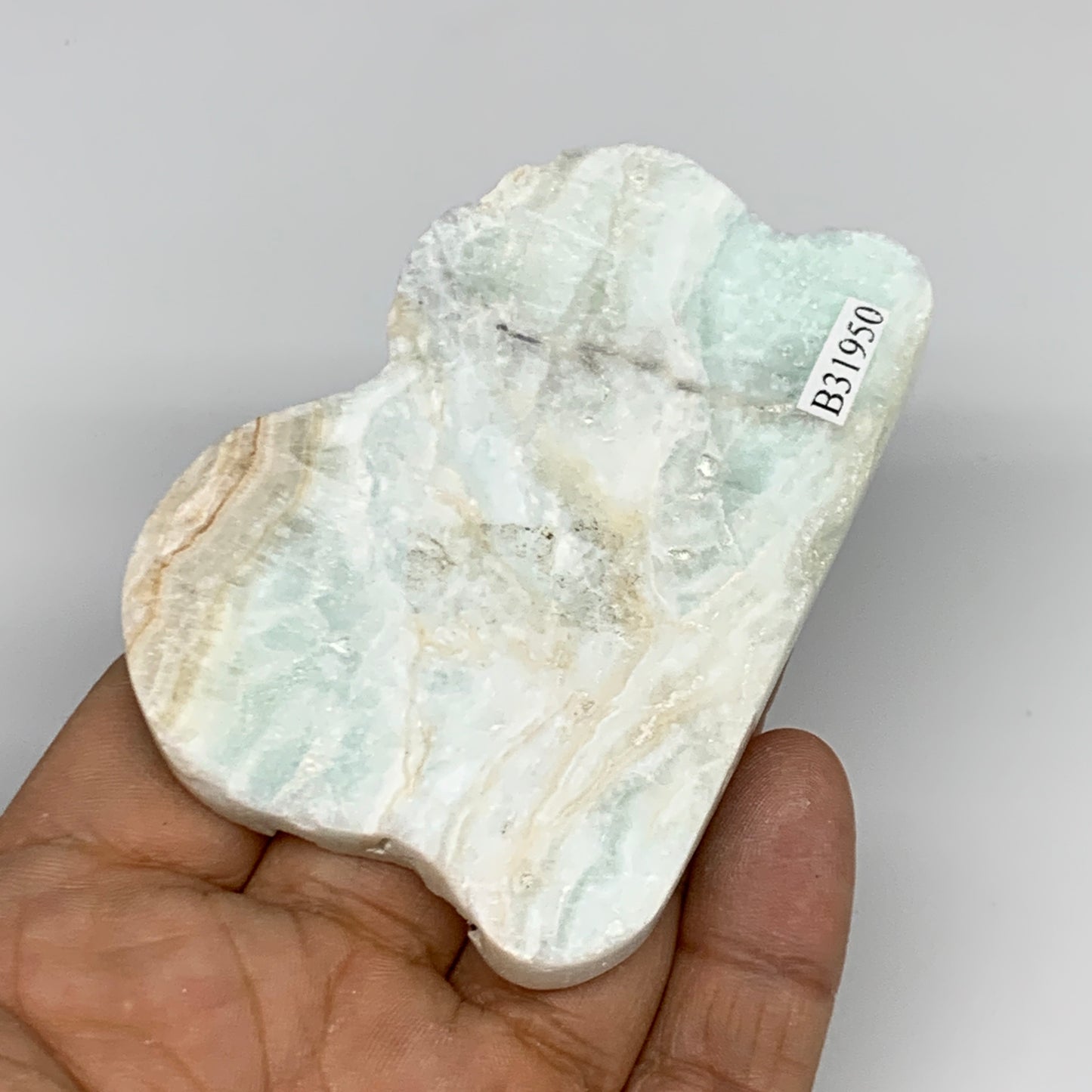 75.9g, 3"x2.1"x0.3", Natural Caribbean Calcite Cloud Crystal @Afghanistan, B3195