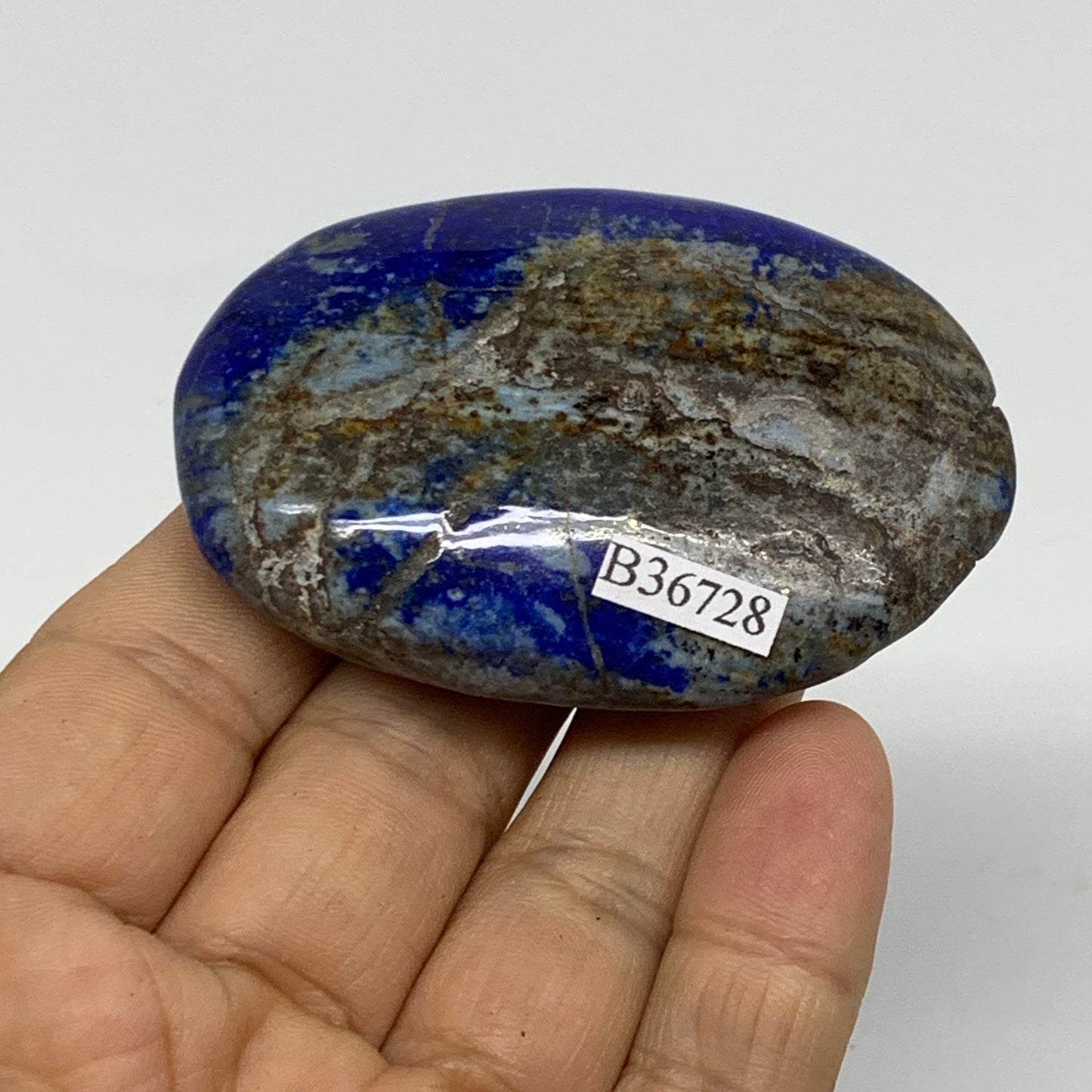 75.8g, 2.5"x1.7"x0.7", Natural Lapis Lazuli Palm Stone @Afghanistan, B36728