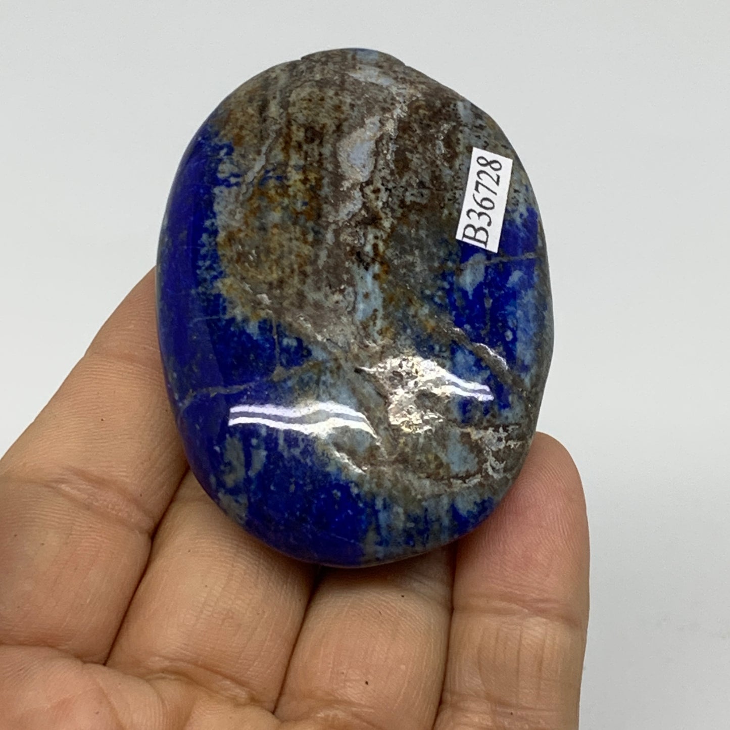 75.8g, 2.5"x1.7"x0.7", Natural Lapis Lazuli Palm Stone @Afghanistan, B36728