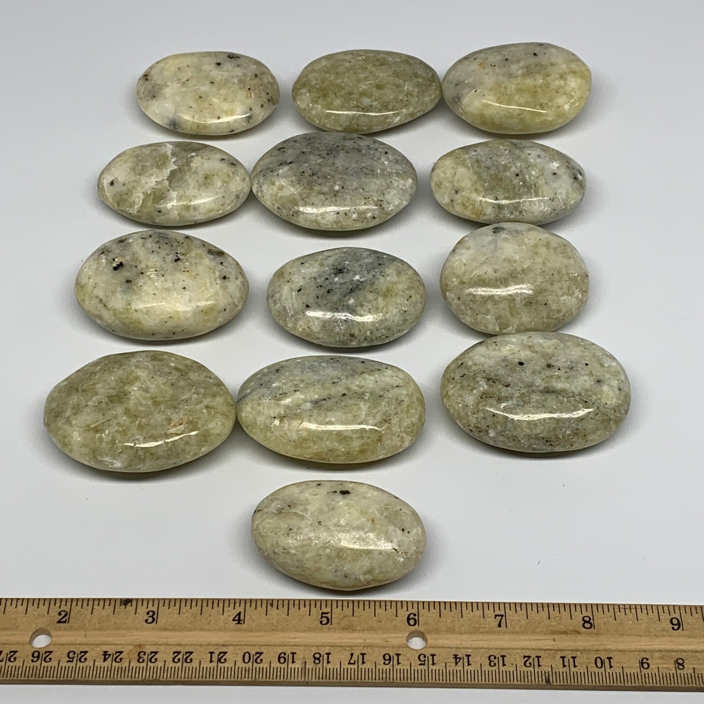 2.2 Lbs, 2"-2.4", 13pcs, Yellow Calcite Palm-Stone Crystal Polished, B17772