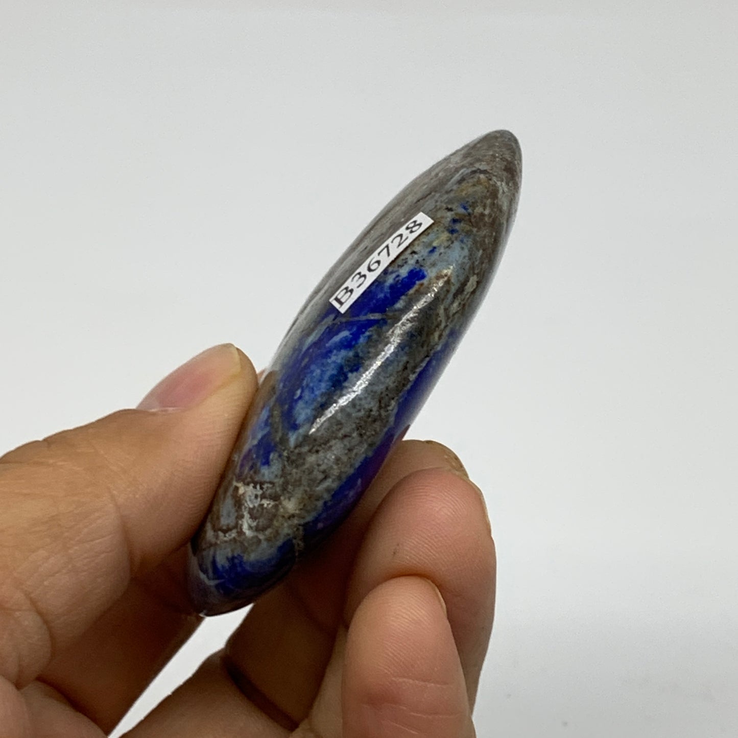 75.8g, 2.5"x1.7"x0.7", Natural Lapis Lazuli Palm Stone @Afghanistan, B36728