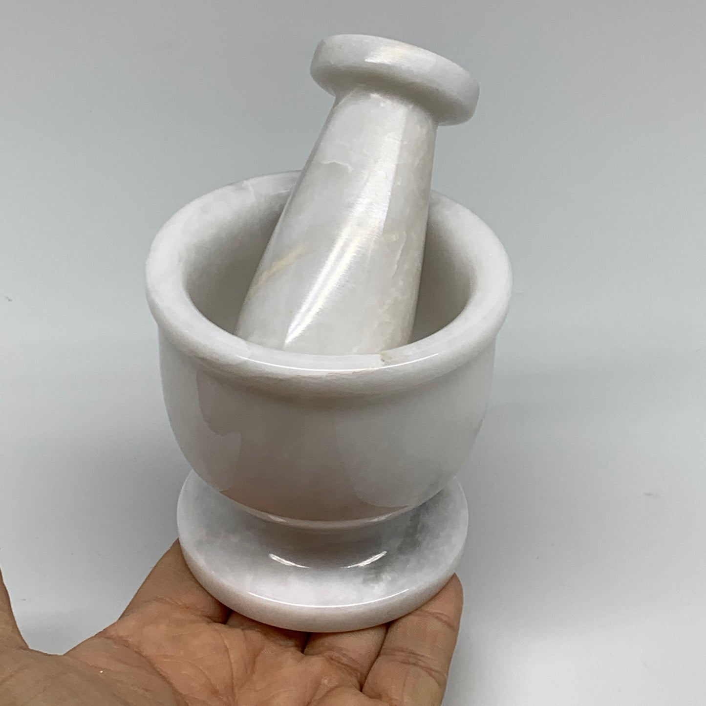 1.34 lbs, 3"x3", Natural Marble Crystal Pestle and Mortar Handmade, B32572