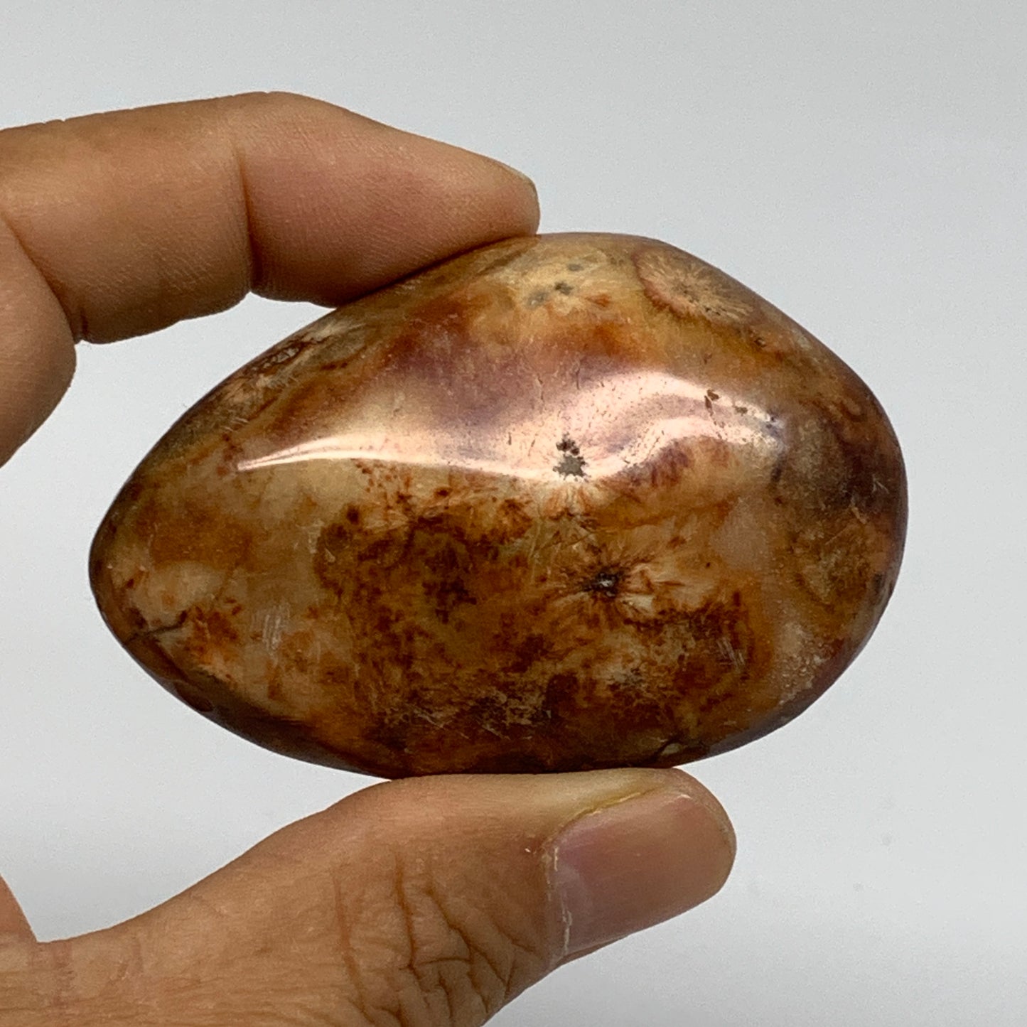 160g, 2.2"-2.4", 2pcs, Red Carnelian Palm-Stone Gem Crystal Polished, B37630