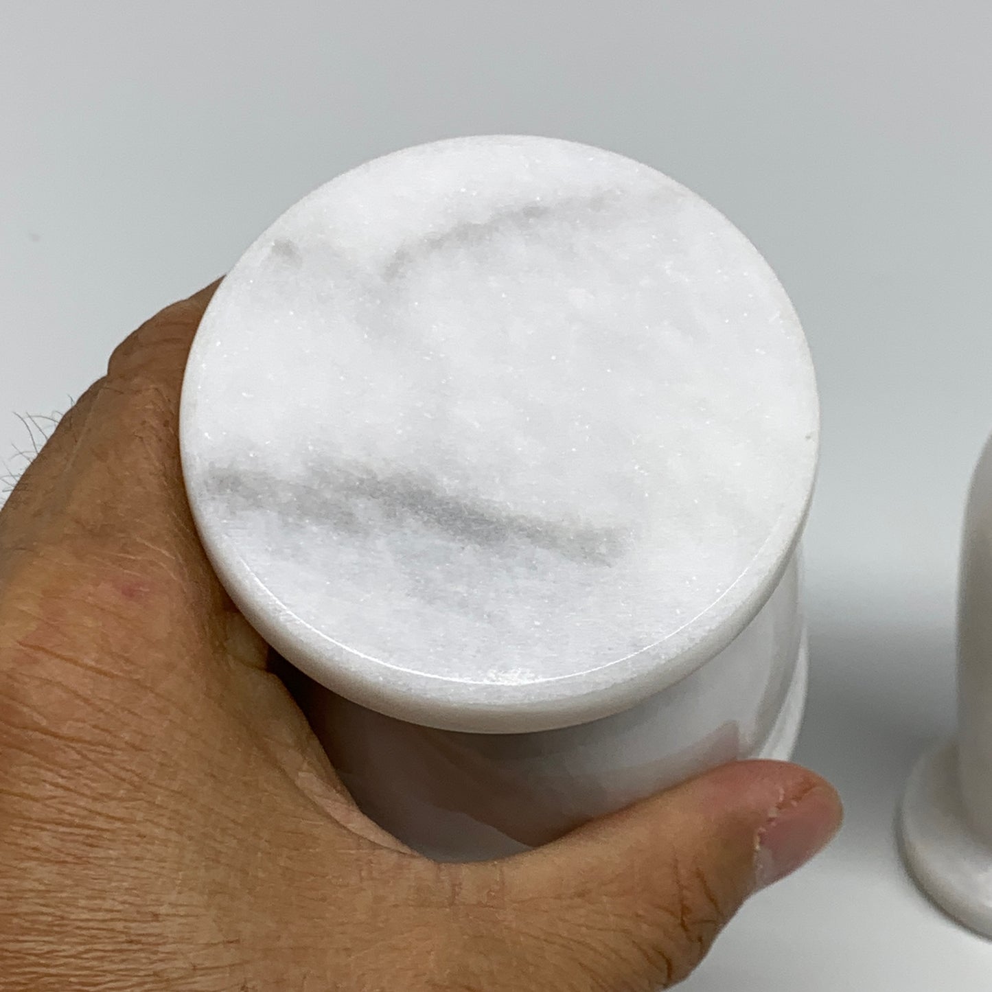 1.34 lbs, 3"x3", Natural Marble Crystal Pestle and Mortar Handmade, B32572