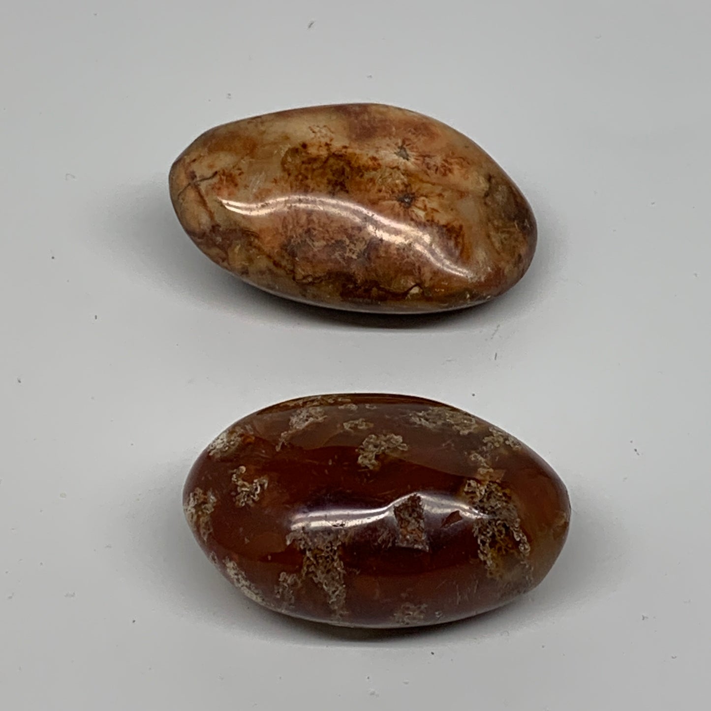 160g, 2.2"-2.4", 2pcs, Red Carnelian Palm-Stone Gem Crystal Polished, B37630