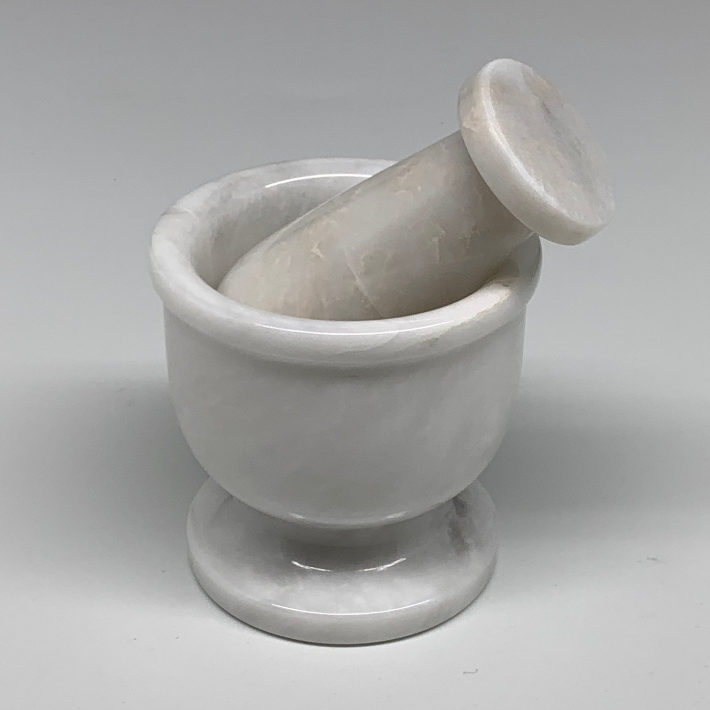 1.34 lbs, 3"x3", Natural Marble Crystal Pestle and Mortar Handmade, B32572