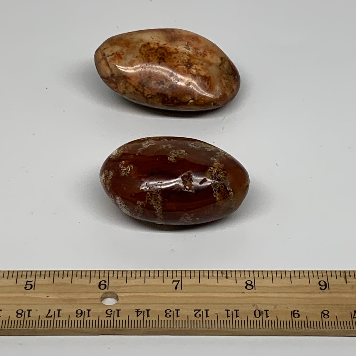 160g, 2.2"-2.4", 2pcs, Red Carnelian Palm-Stone Gem Crystal Polished, B37630