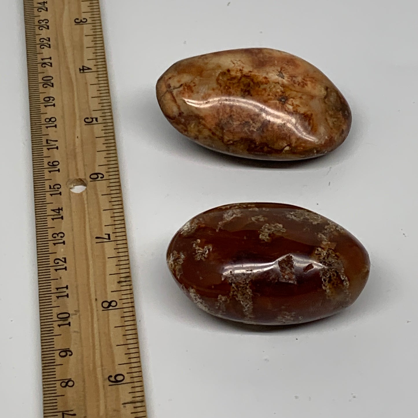 160g, 2.2"-2.4", 2pcs, Red Carnelian Palm-Stone Gem Crystal Polished, B37630