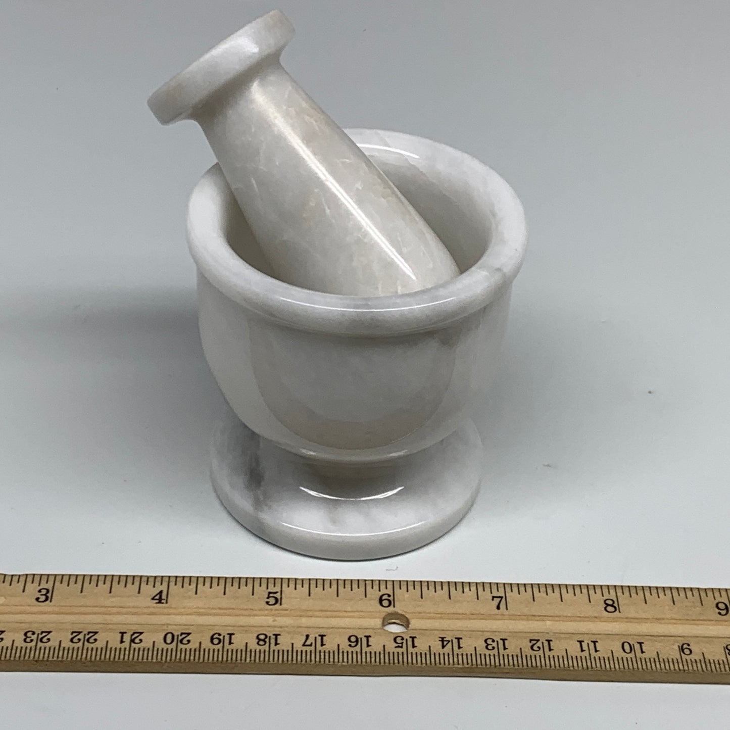 1.34 lbs, 3"x3", Natural Marble Crystal Pestle and Mortar Handmade, B32572
