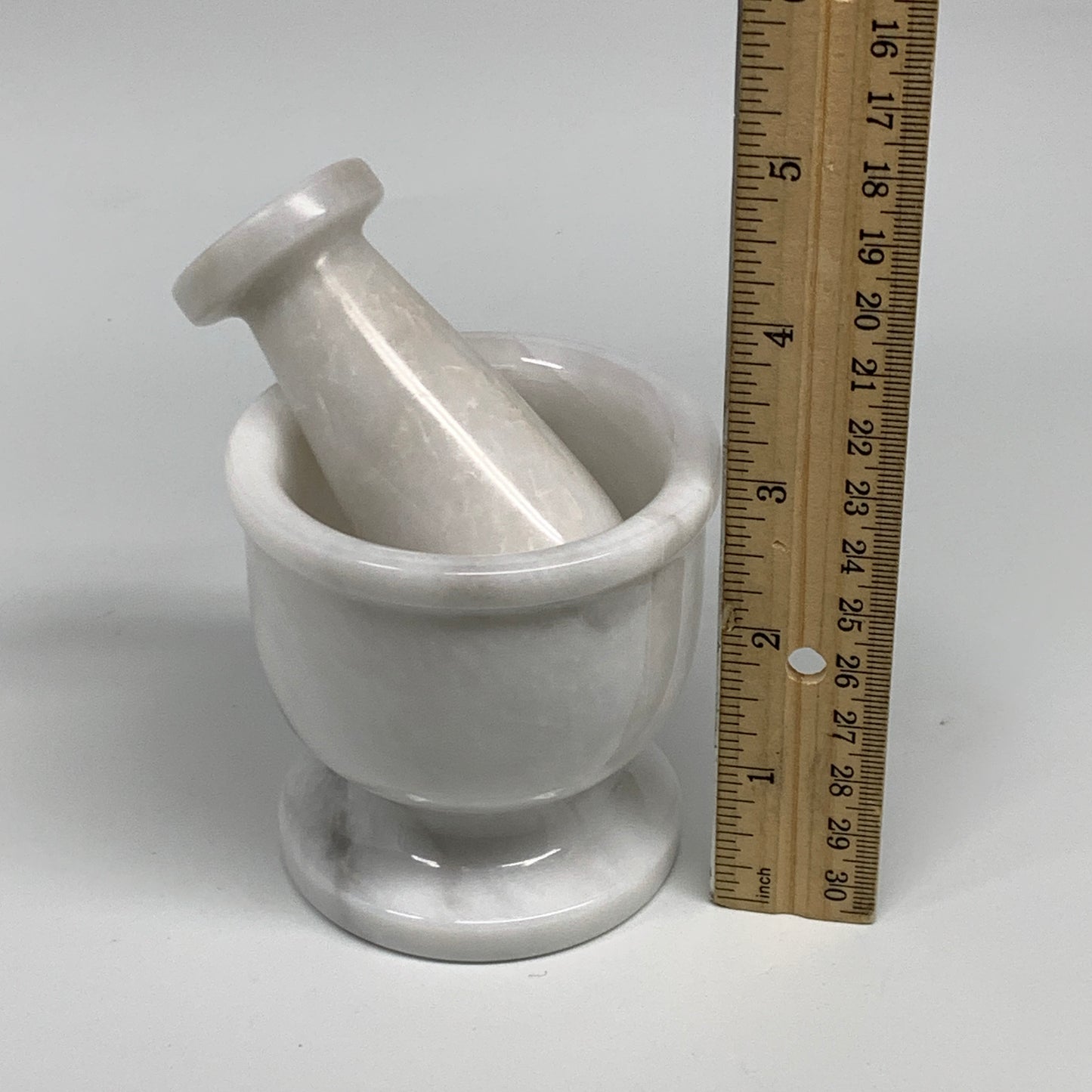 1.34 lbs, 3"x3", Natural Marble Crystal Pestle and Mortar Handmade, B32572