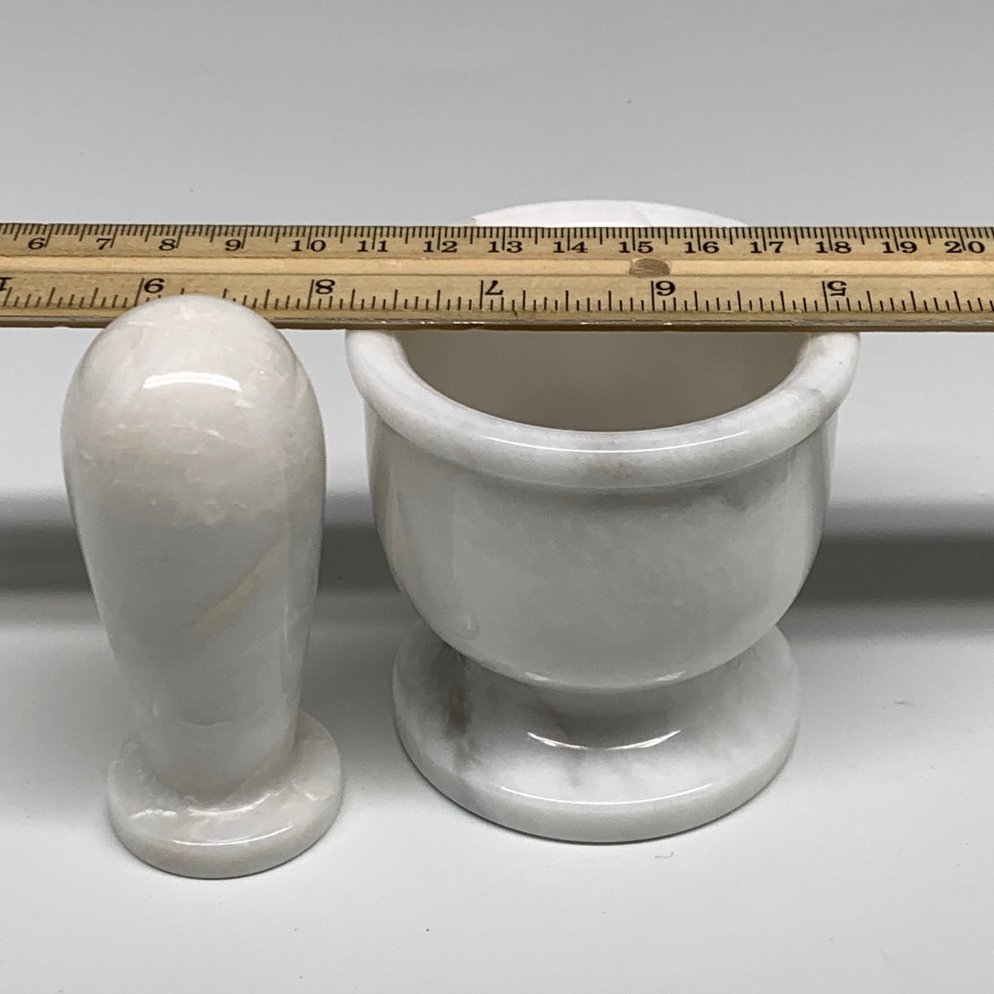 1.34 lbs, 3"x3", Natural Marble Crystal Pestle and Mortar Handmade, B32572