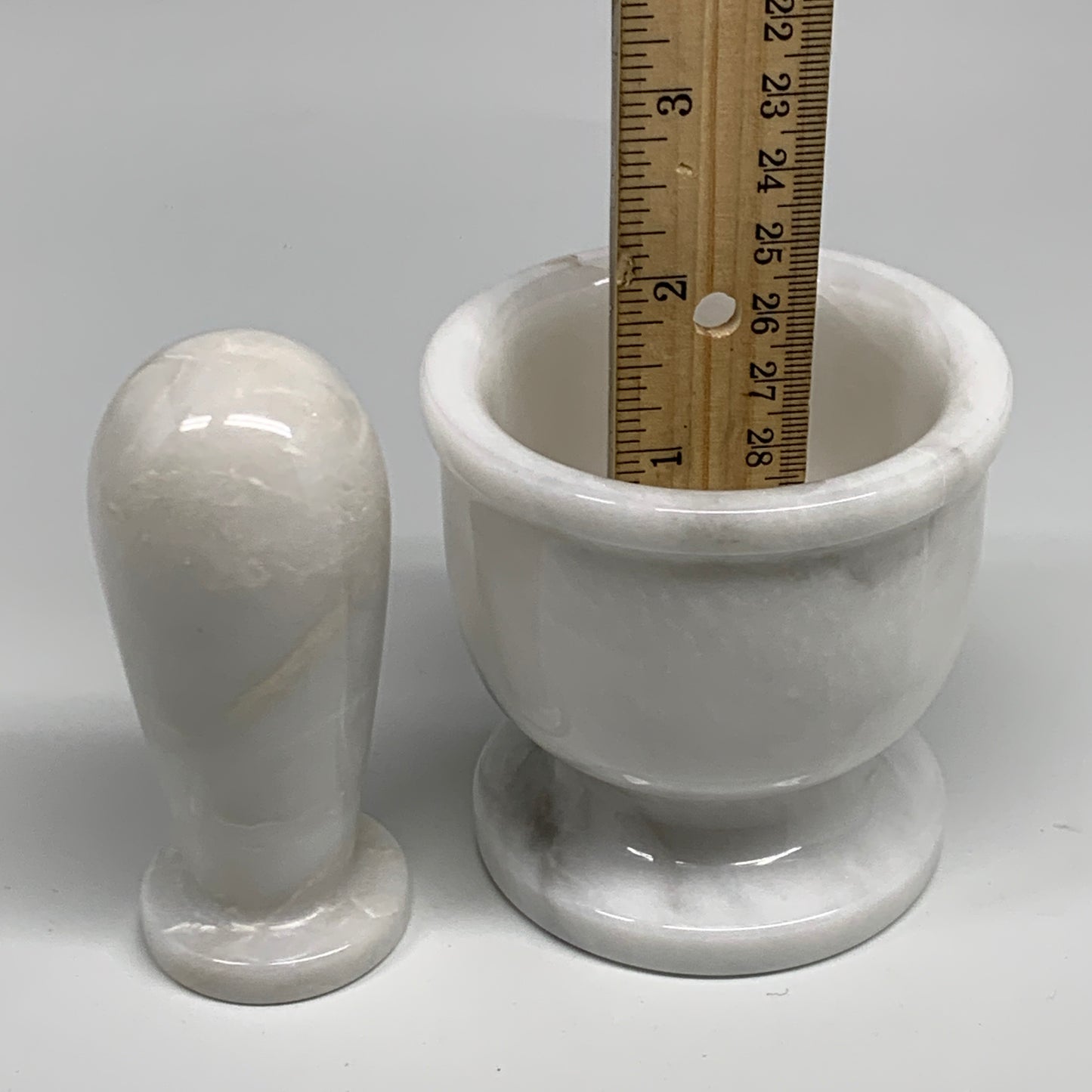 1.34 lbs, 3"x3", Natural Marble Crystal Pestle and Mortar Handmade, B32572