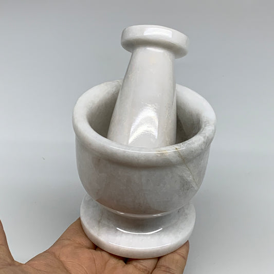1.3 lbs, 2.9"x3", Natural Marble Crystal Pestle and Mortar Handmade, B32573