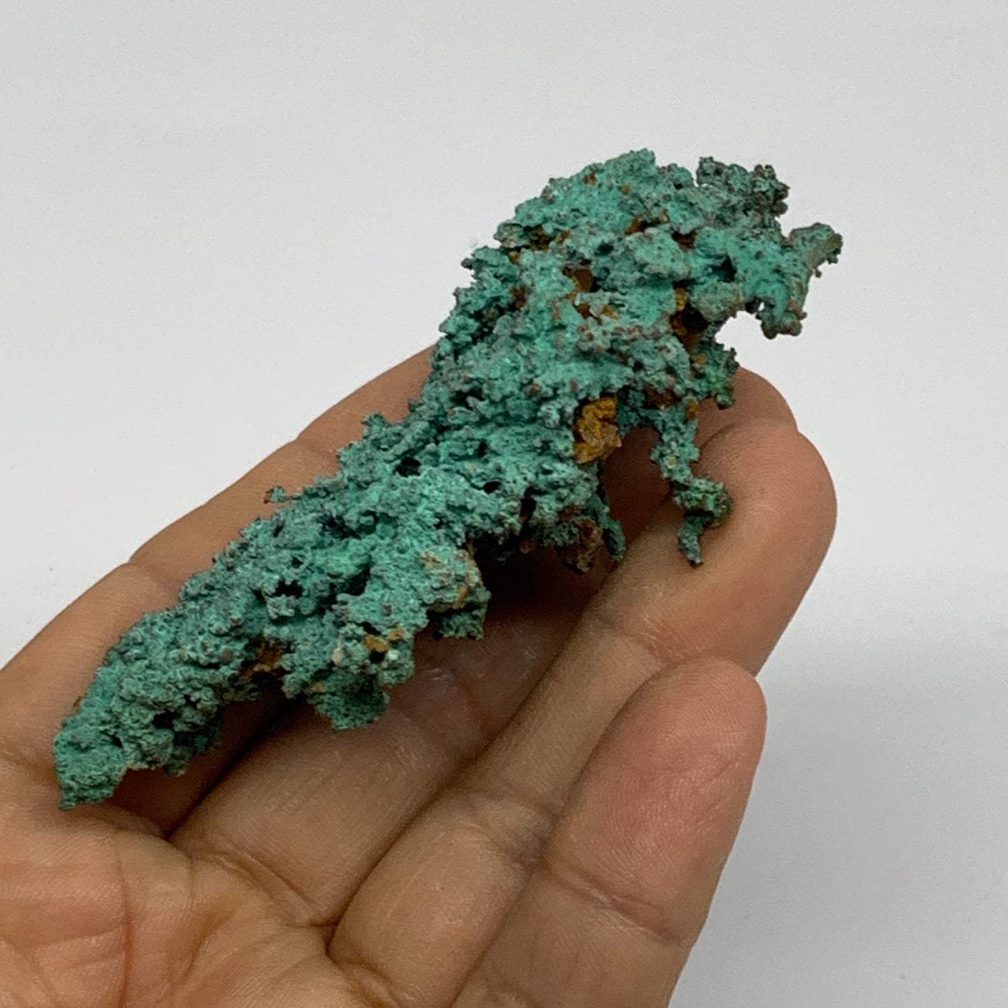 86g, 3.4"x1.5"x0.9", Malachite on Native Copper Mineral Specimens, B33965