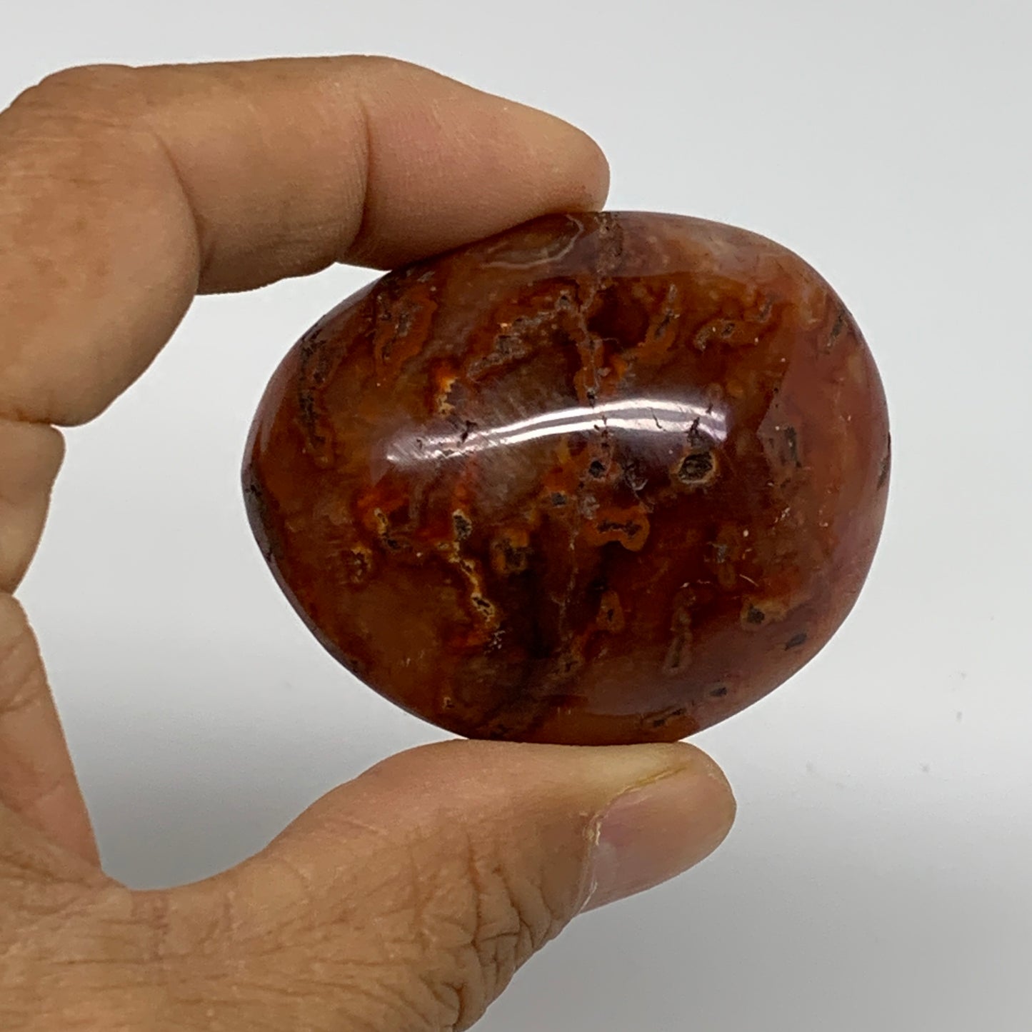 191.3g, 2"-2.1", 3pcs, Red Carnelian Palm-Stone Gem Crystal Polished, B37631