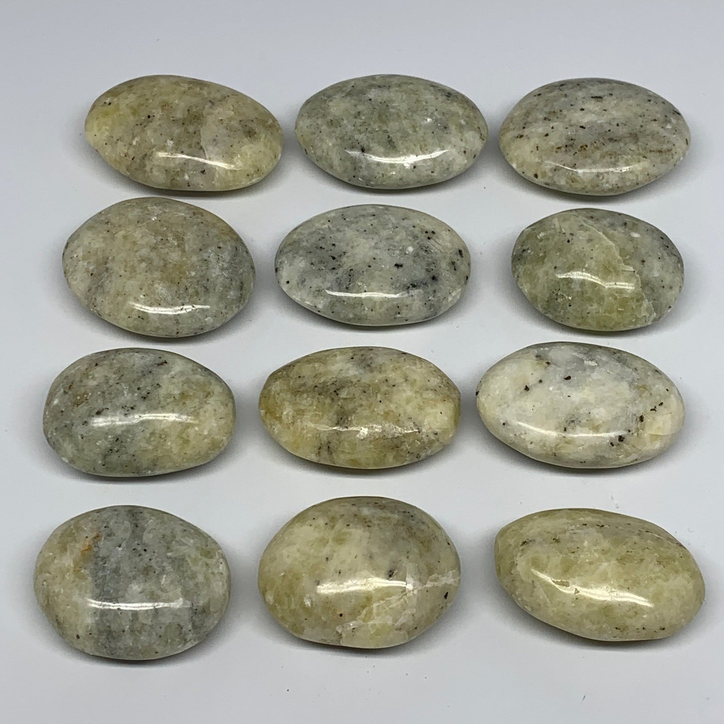 2.2 Lbs, 2"-2.5", 12pcs, Yellow Calcite Palm-Stone Crystal Polished, B17773