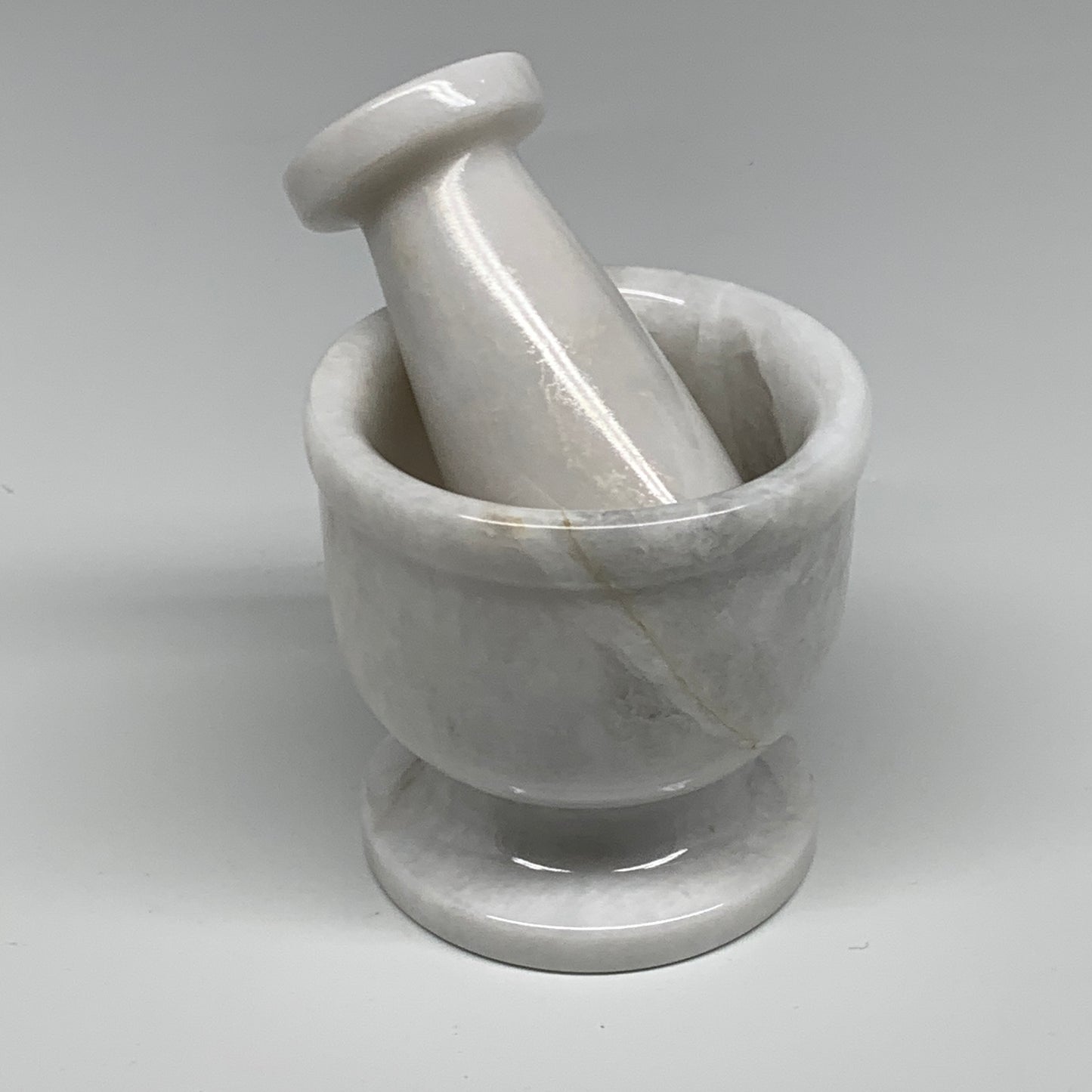 1.3 lbs, 2.9"x3", Natural Marble Crystal Pestle and Mortar Handmade, B32573