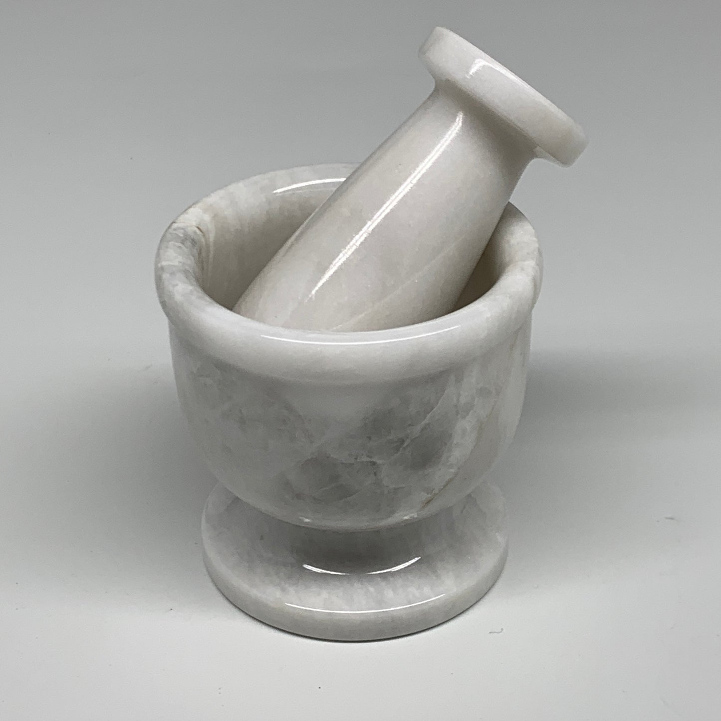 1.3 lbs, 2.9"x3", Natural Marble Crystal Pestle and Mortar Handmade, B32573