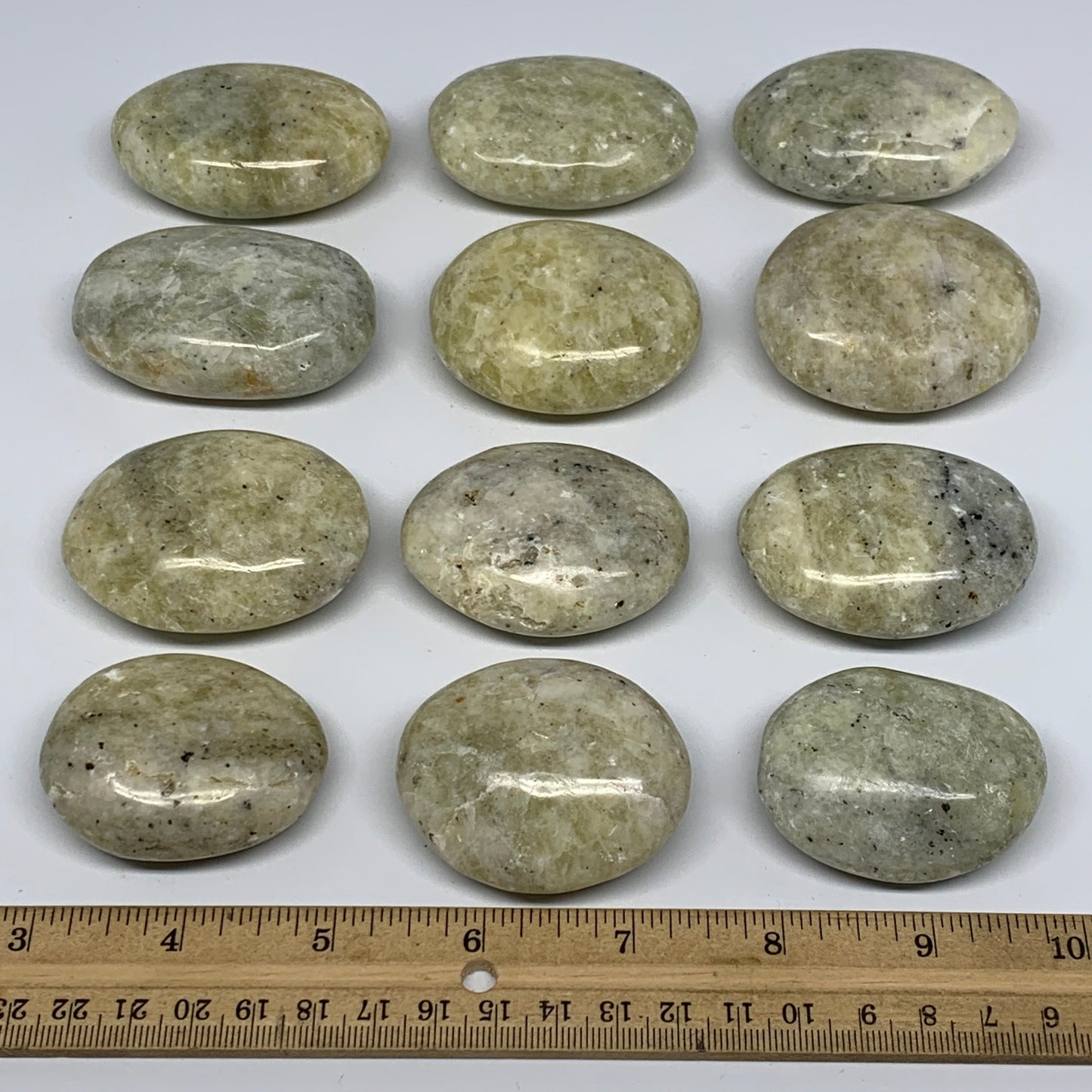 2.2 Lbs, 2"-2.4", 12pcs, Yellow Calcite Palm-Stone Crystal Polished, B17774