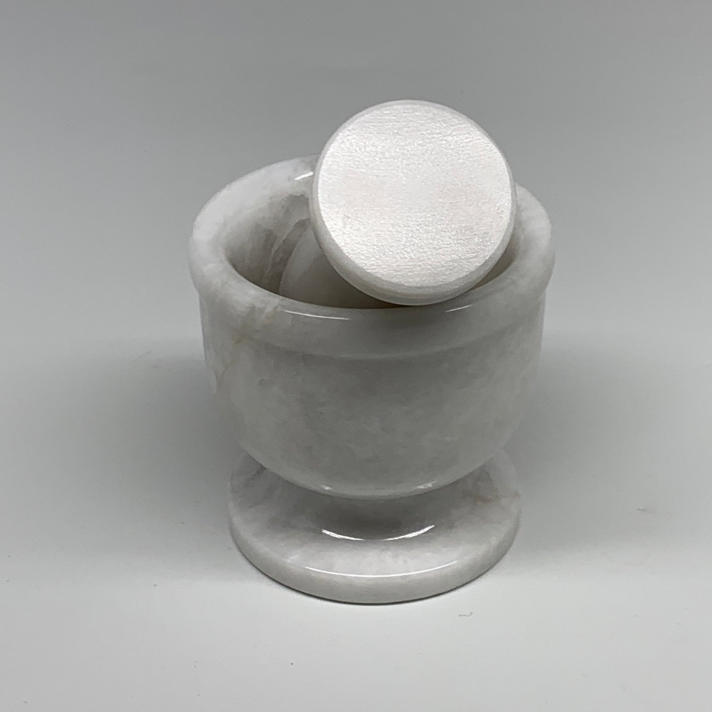 1.3 lbs, 2.9"x3", Natural Marble Crystal Pestle and Mortar Handmade, B32573