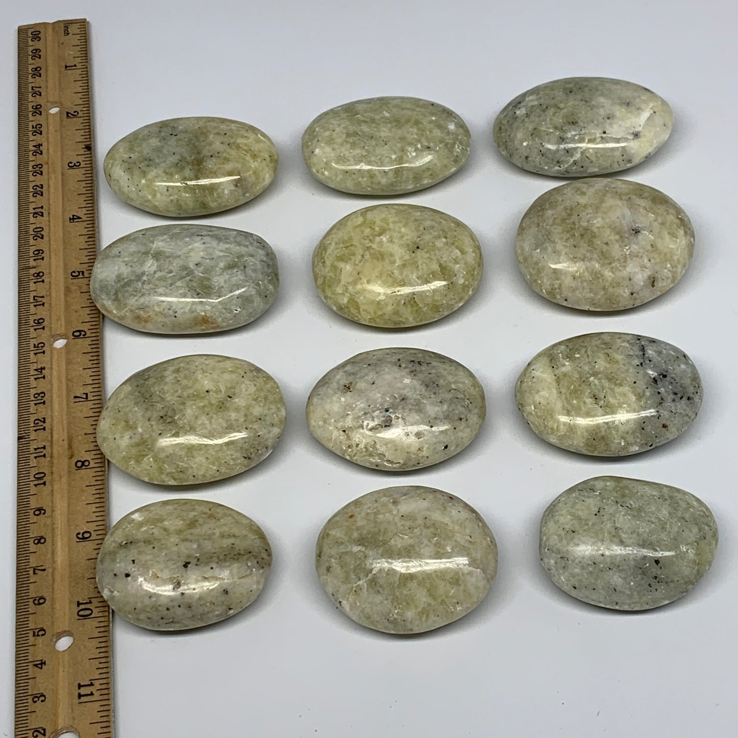 2.2 Lbs, 2"-2.4", 12pcs, Yellow Calcite Palm-Stone Crystal Polished, B17774