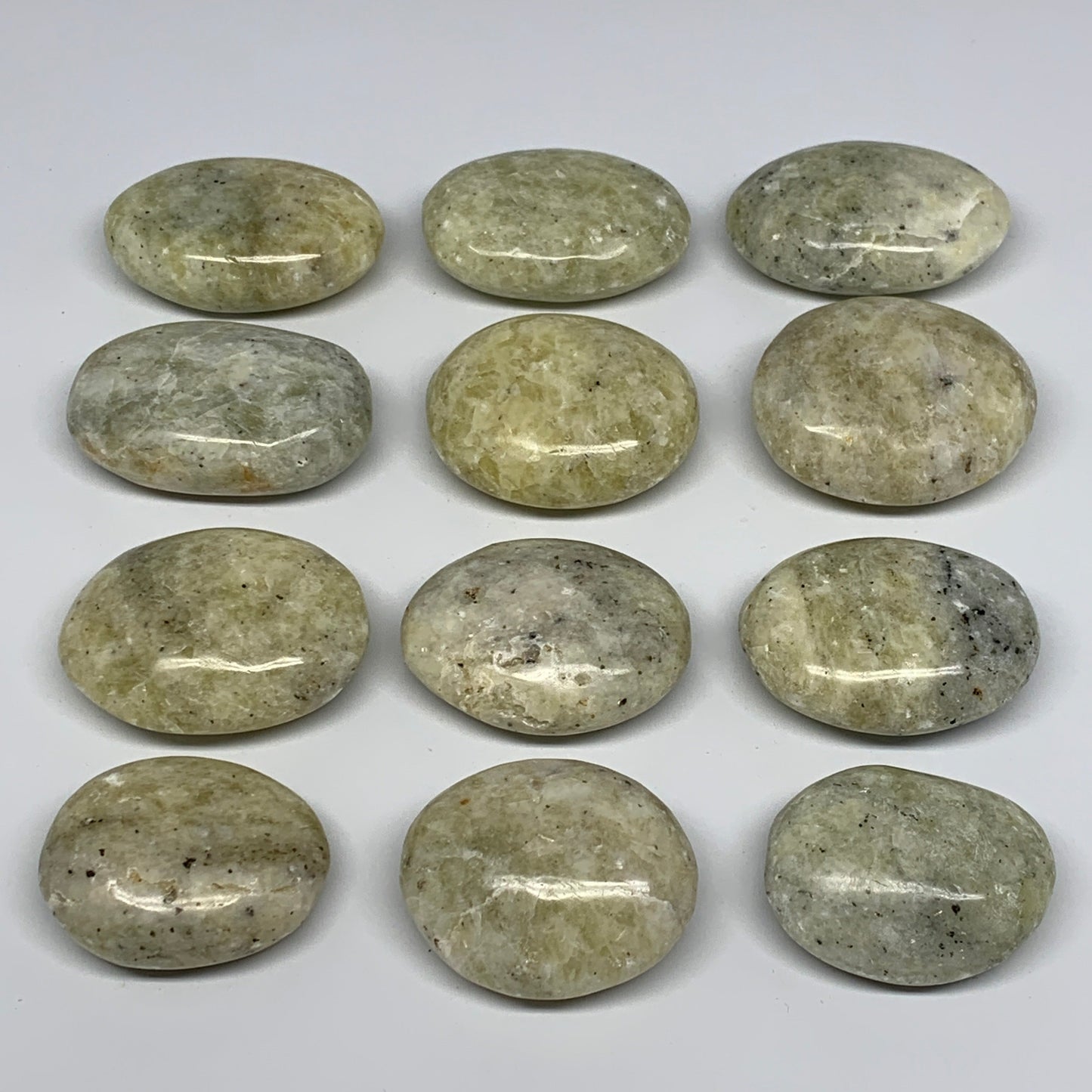 2.2 Lbs, 2"-2.4", 12pcs, Yellow Calcite Palm-Stone Crystal Polished, B17774